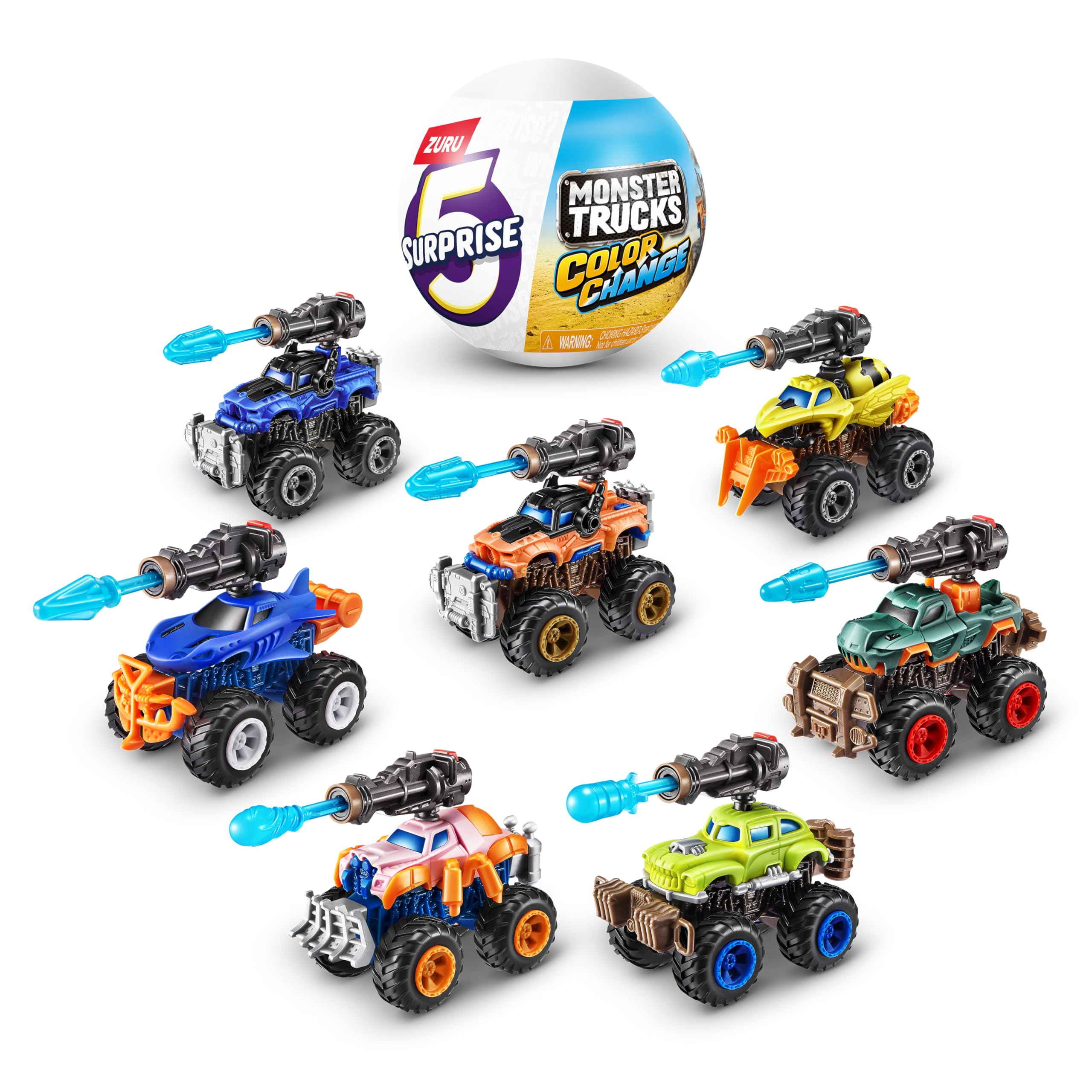 Foto 5 | Paquete De 2 Unidades De Toy 5 Surprise Monster Trucks Series 3 Que Cambian De Color - Venta Internacional.