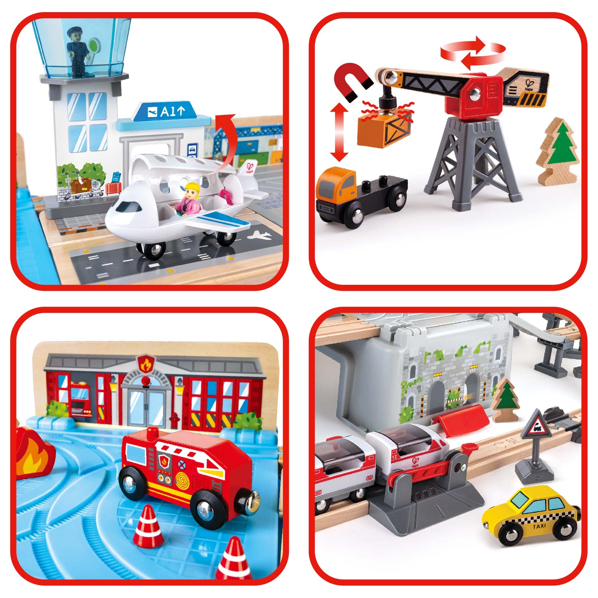 Foto 5 | Set De Tren De Juguete De Madera Hape Super Cityscape Con City Scenes 3+ - Venta Internacional.