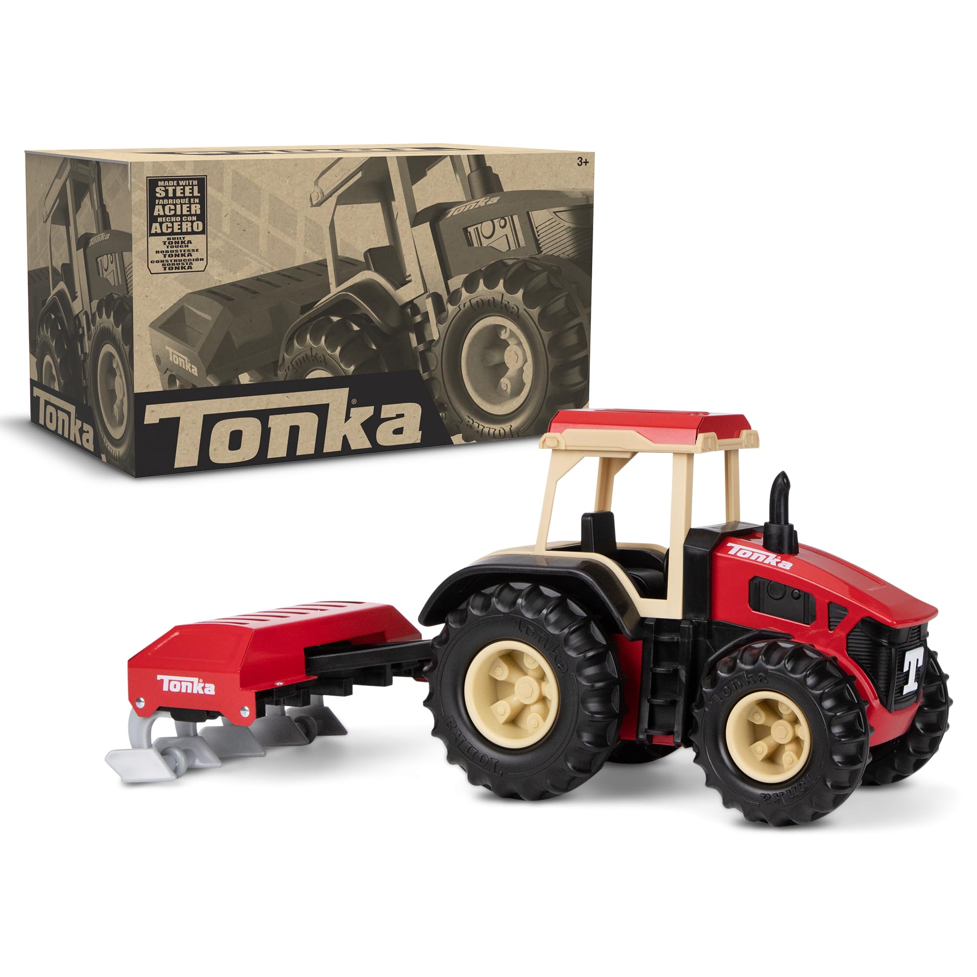 Foto 6 | Camión De Juguete Tonka Steel Classics Farm Tractor & Plow, Rojo, Más De 3 Años - Venta Internacional.