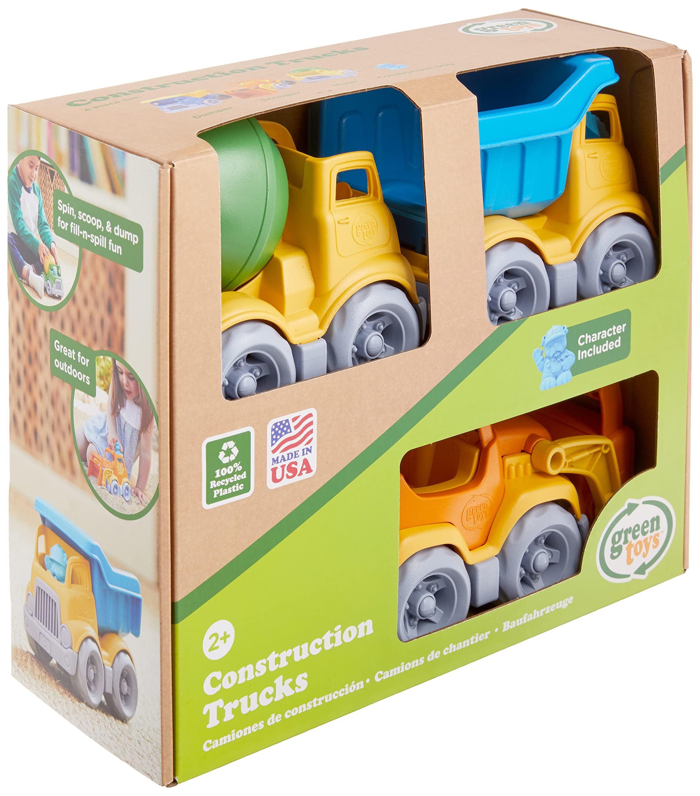 Paquete De 3 Juguetes Ecológicos Para Vehículos De Construcción Con Cuchara, Volquete Y Batidora - Venta Internacional