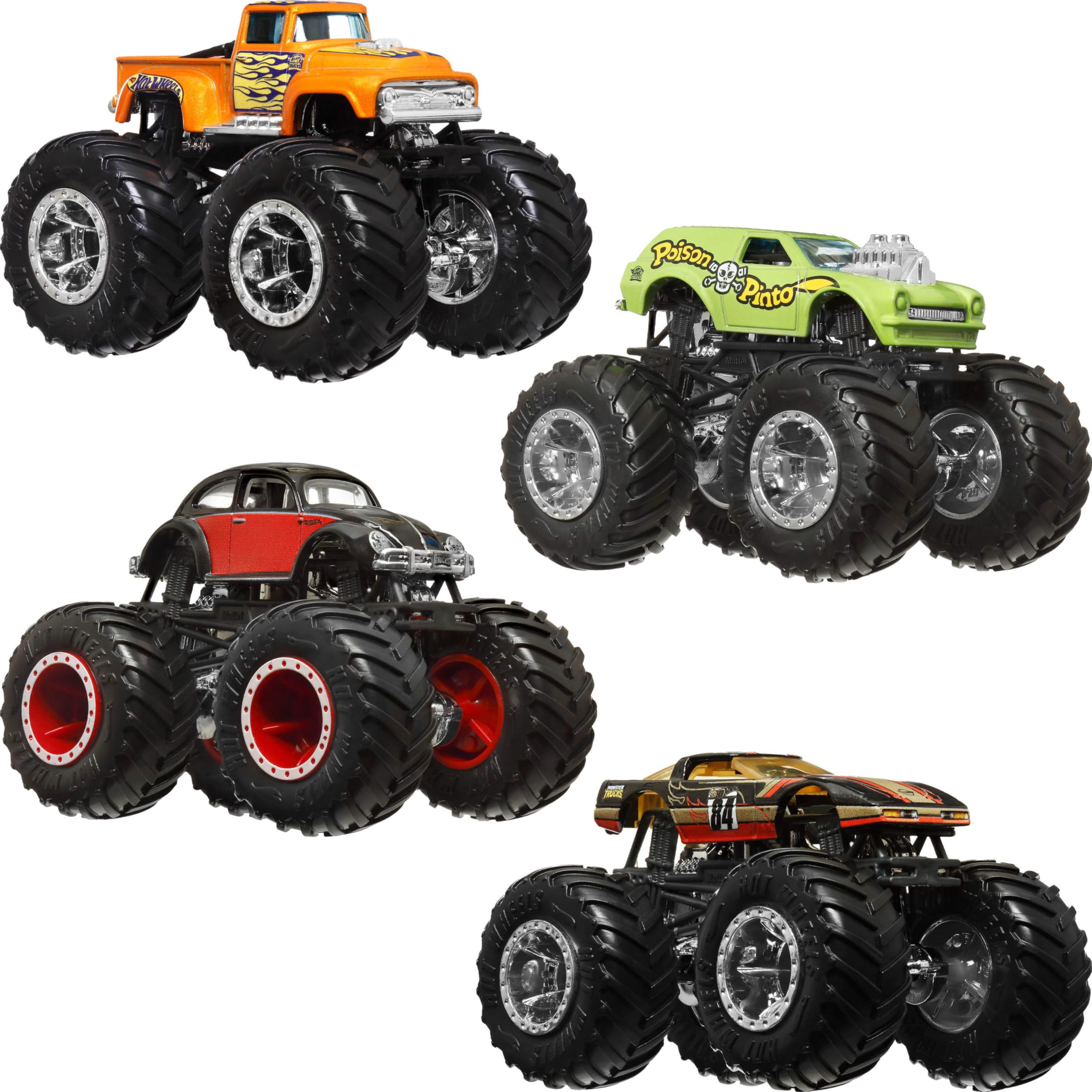 Foto 2 | Juego De 4 Unidades Toy Trucks Hot Wheels Monster Trucks A Escala 1:64 - Venta Internacional.