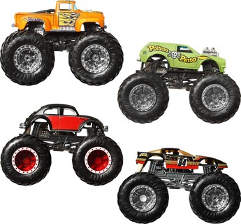 Foto 3 | Juego De 4 Unidades Toy Trucks Hot Wheels Monster Trucks A Escala 1:64 - Venta Internacional.