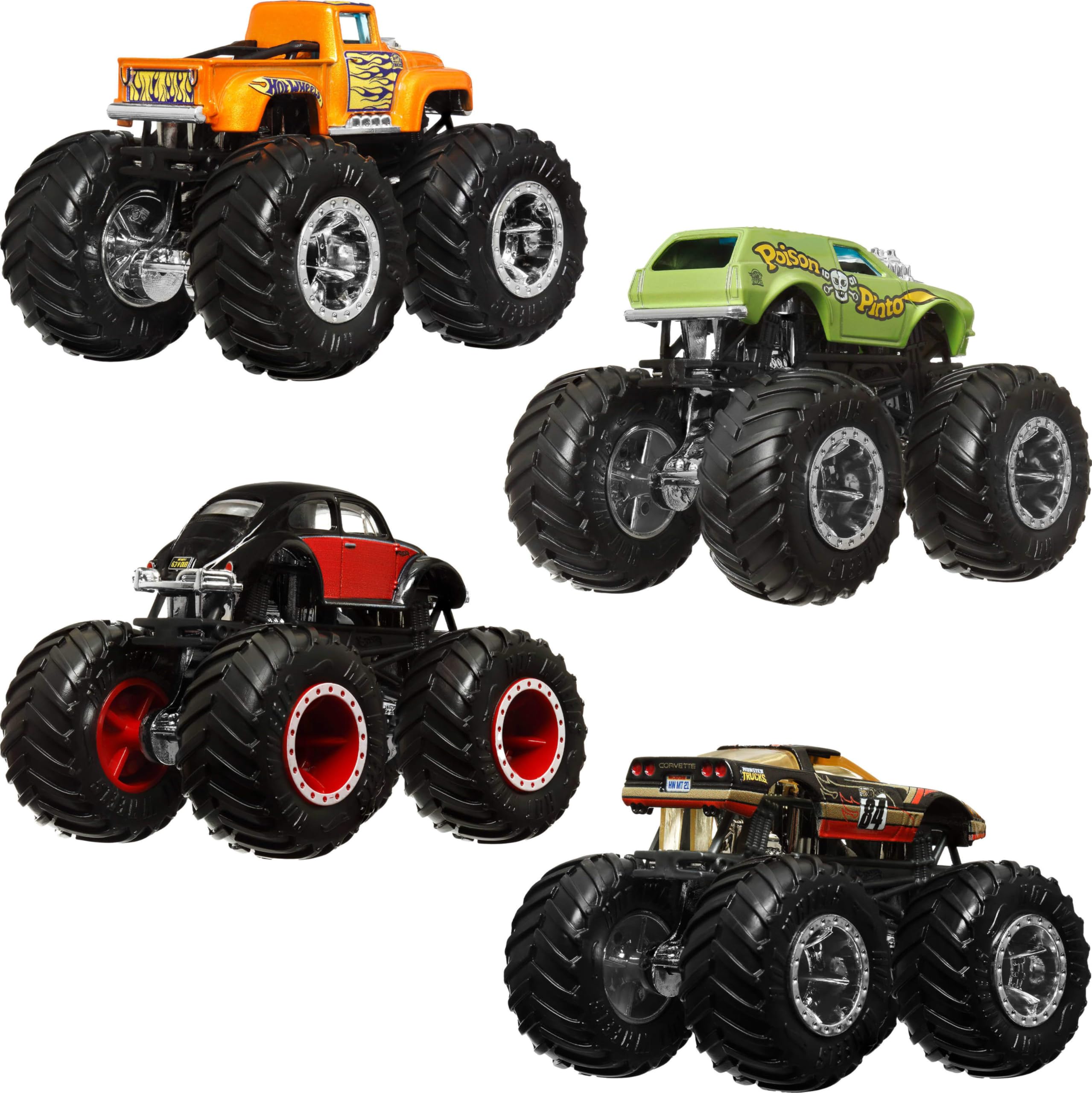 Foto 5 pulgar | Juego De 4 Unidades Toy Trucks Hot Wheels Monster Trucks A Escala 1:64 - Venta Internacional.