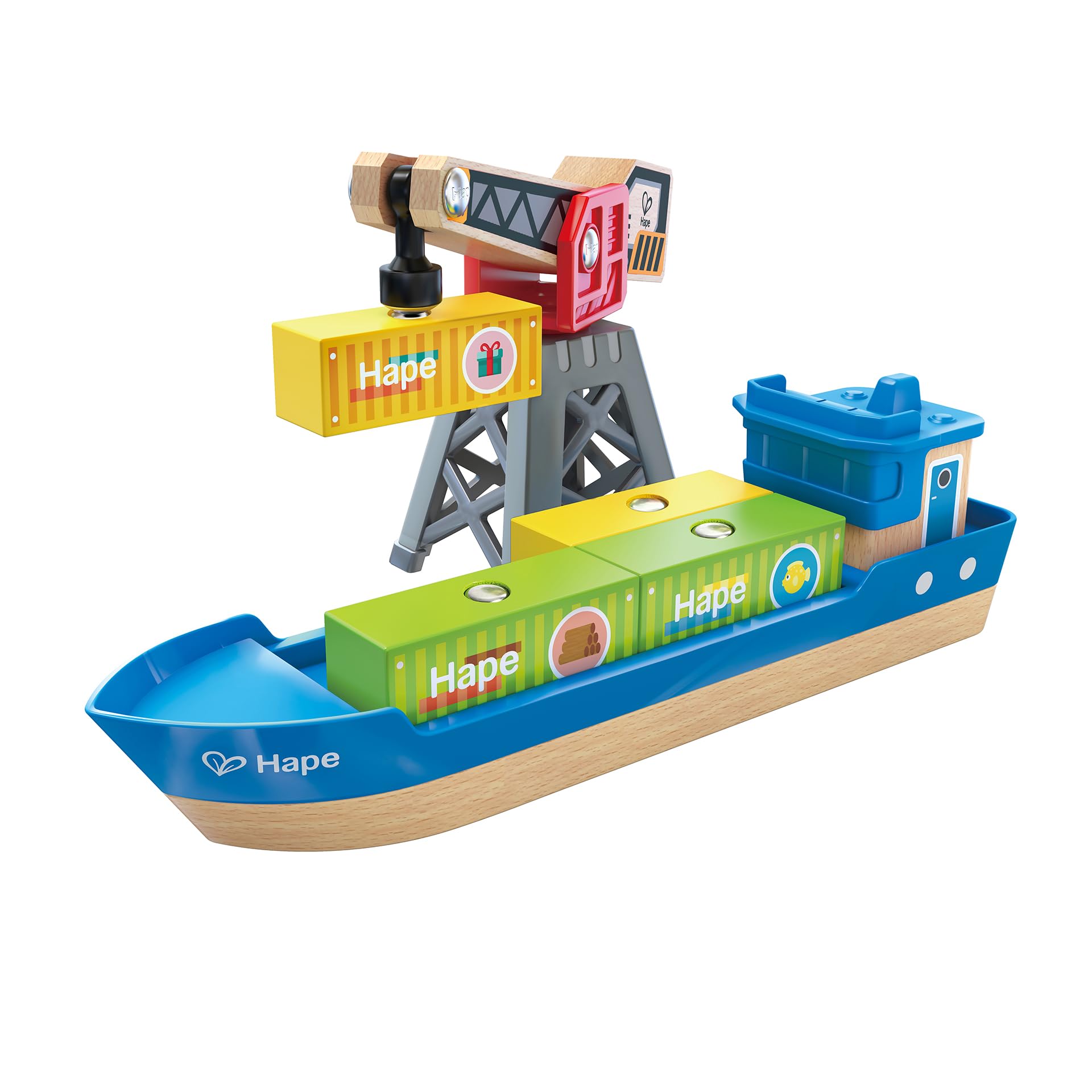 Foto 2 pulgar | Set De Juego Toy Boat And Crane Hape Cargo Ship & Crane 3y+ - Venta Internacional.