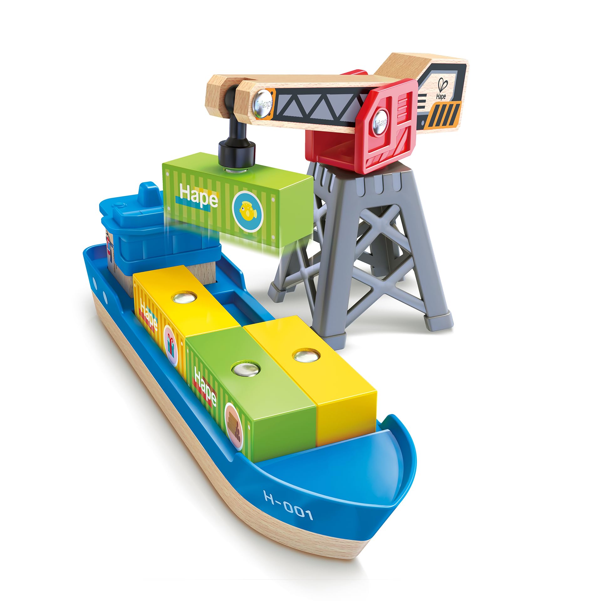 Foto 4 pulgar | Set De Juego Toy Boat And Crane Hape Cargo Ship & Crane 3y+ - Venta Internacional.