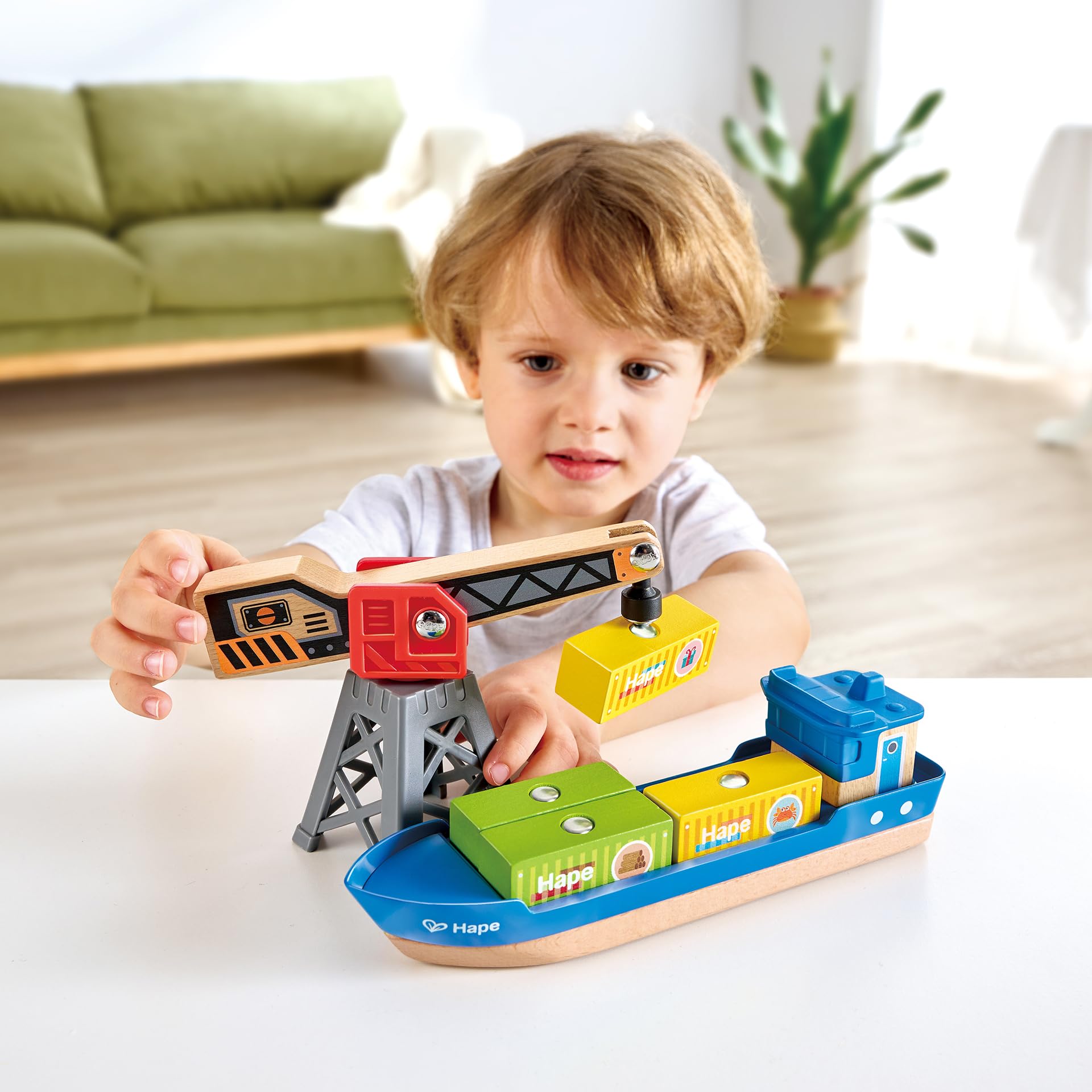 Foto 5 pulgar | Set De Juego Toy Boat And Crane Hape Cargo Ship & Crane 3y+ - Venta Internacional.