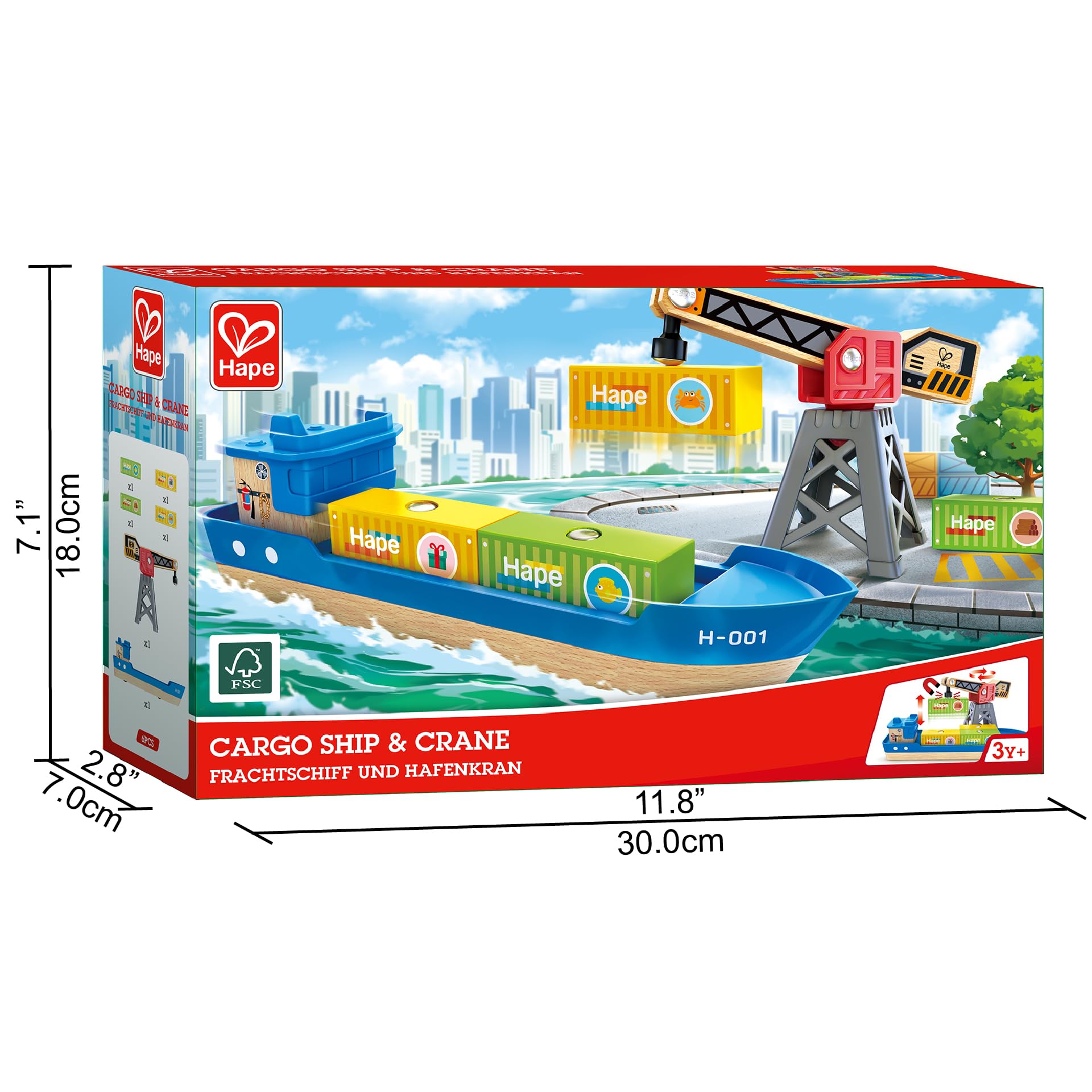 Foto 6 pulgar | Set De Juego Toy Boat And Crane Hape Cargo Ship & Crane 3y+ - Venta Internacional.