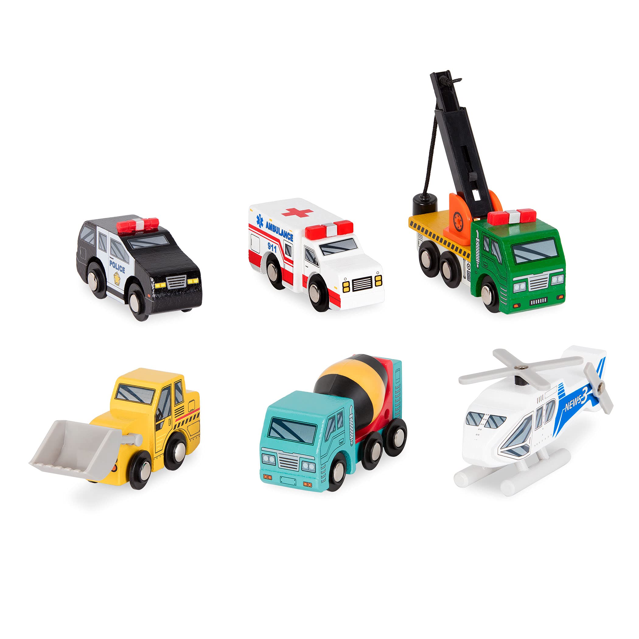 Set De Vehículos De Juguete Battat Wood Cars Para Niños A Partir De 3 Años - Venta Internacional.