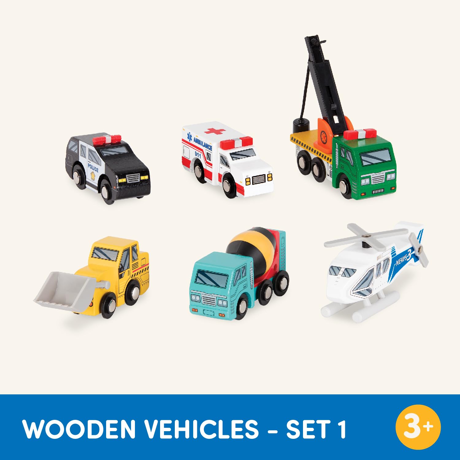 Foto 7 pulgar | Set De Vehículos De Juguete Battat Wood Cars Para Niños A Partir De 3 Años - Venta Internacional.