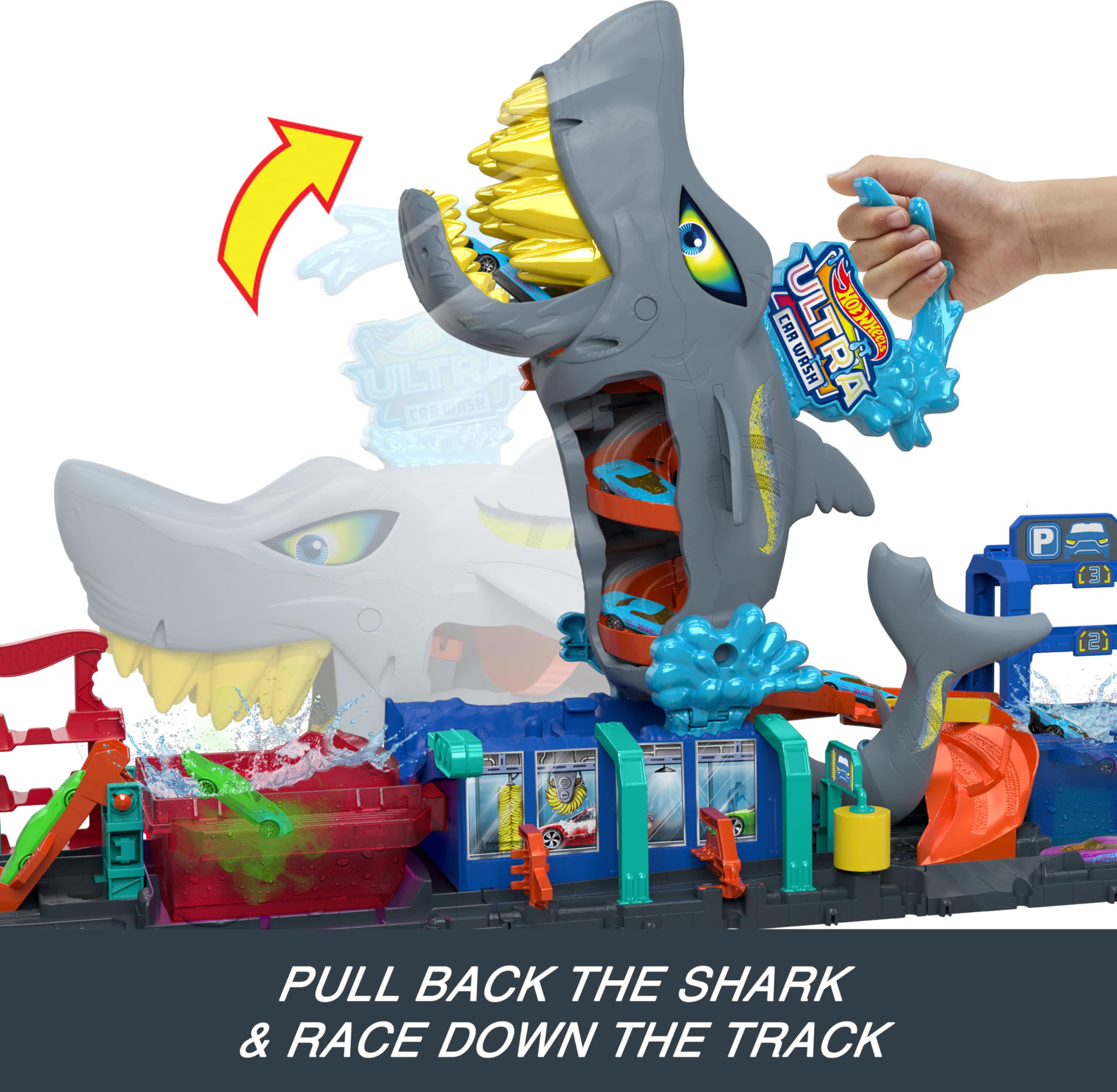 Foto 5 pulgar | Set Toy Car Track Set Hot Wheels City Ultra Shark Car Wash - Venta Internacional.