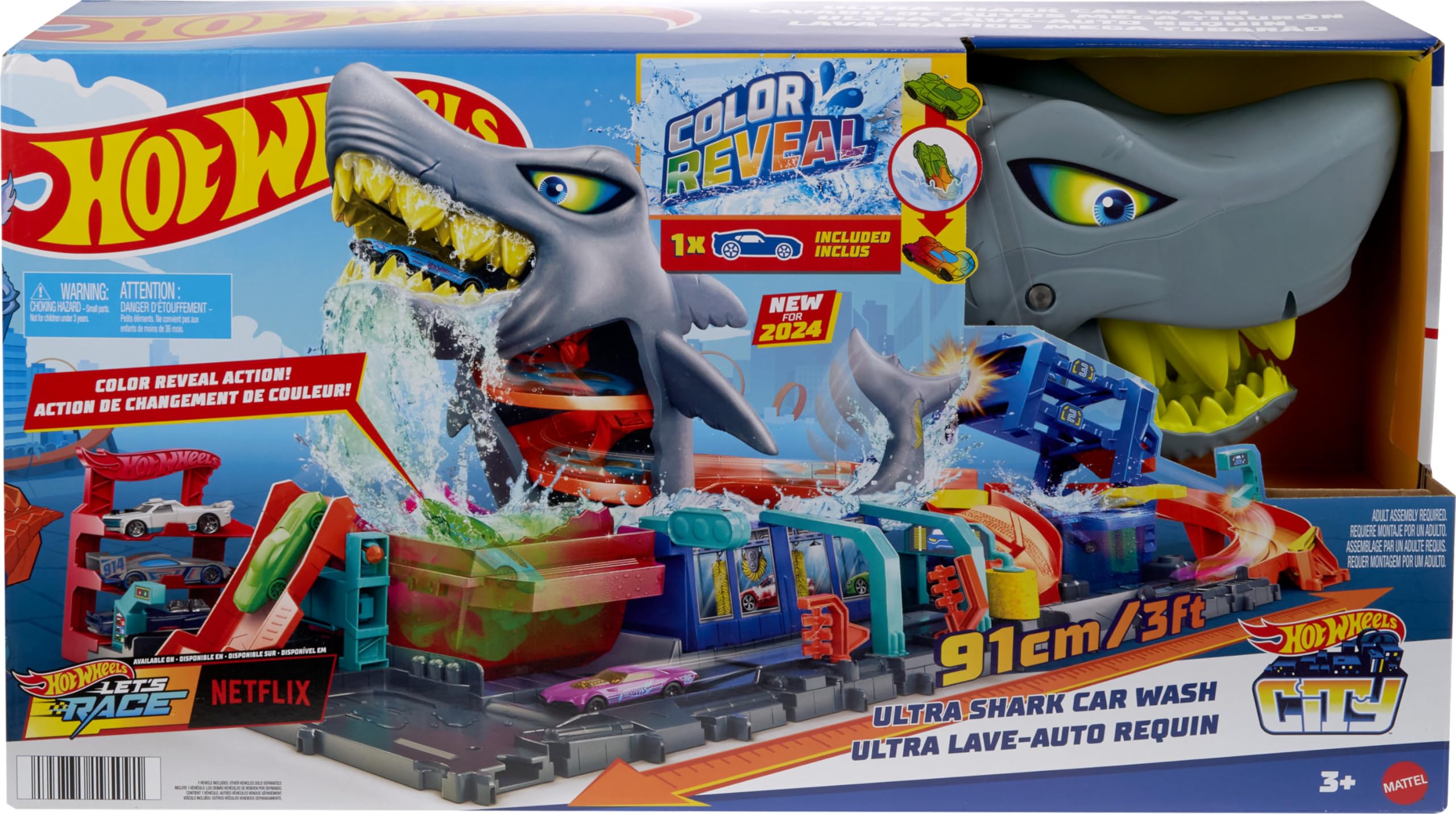 Foto 7 pulgar | Set Toy Car Track Set Hot Wheels City Ultra Shark Car Wash - Venta Internacional.