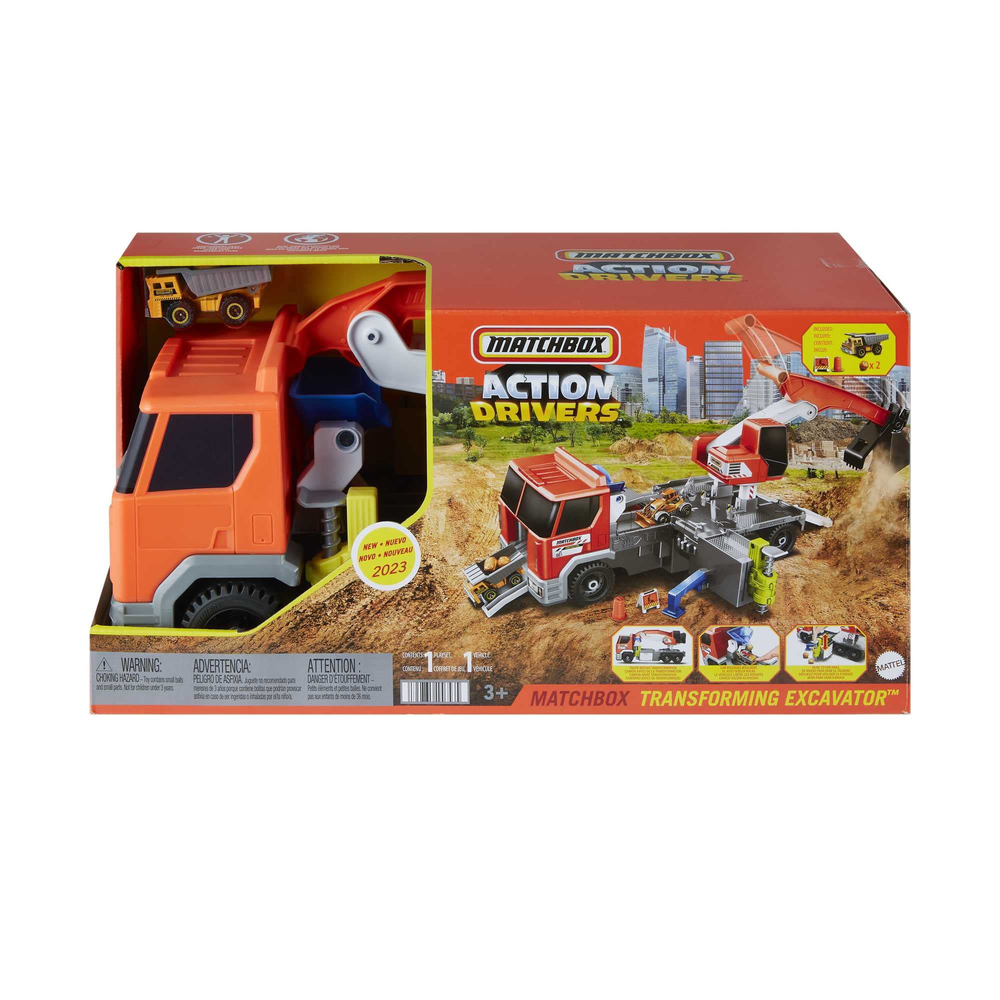 Foto 3 pulgar | Excavadora Playset Matchbox Cars Action Drivers Con Camión 1:64 - Venta Internacional.