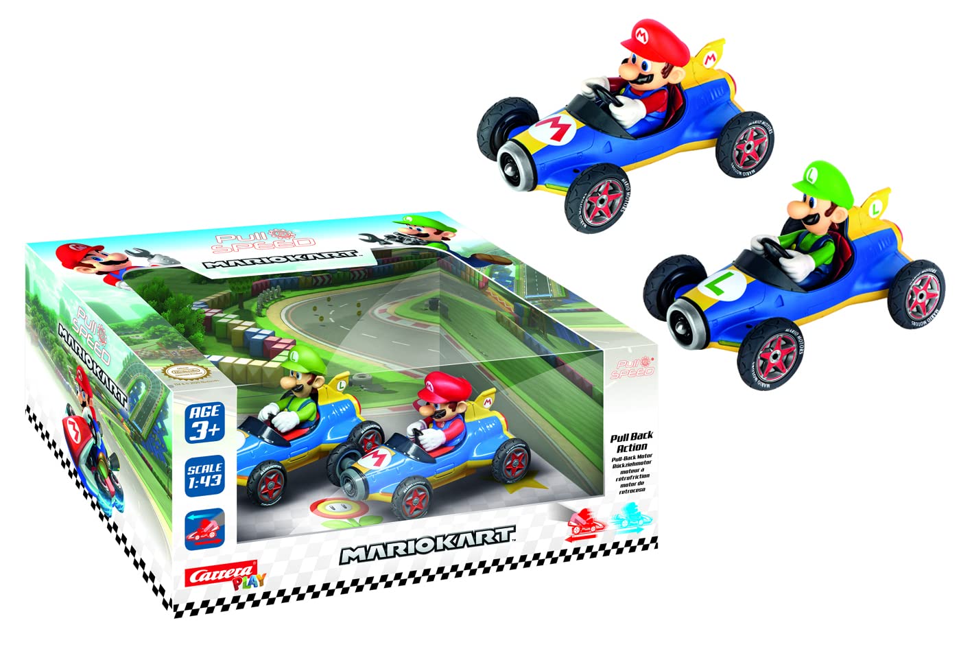 Foto 2 pulgar | Coche De Juguete Carrera Pull & Speed Mach 8 Mario/mach 8 Luigi Kids 3+ - Venta Internacional.