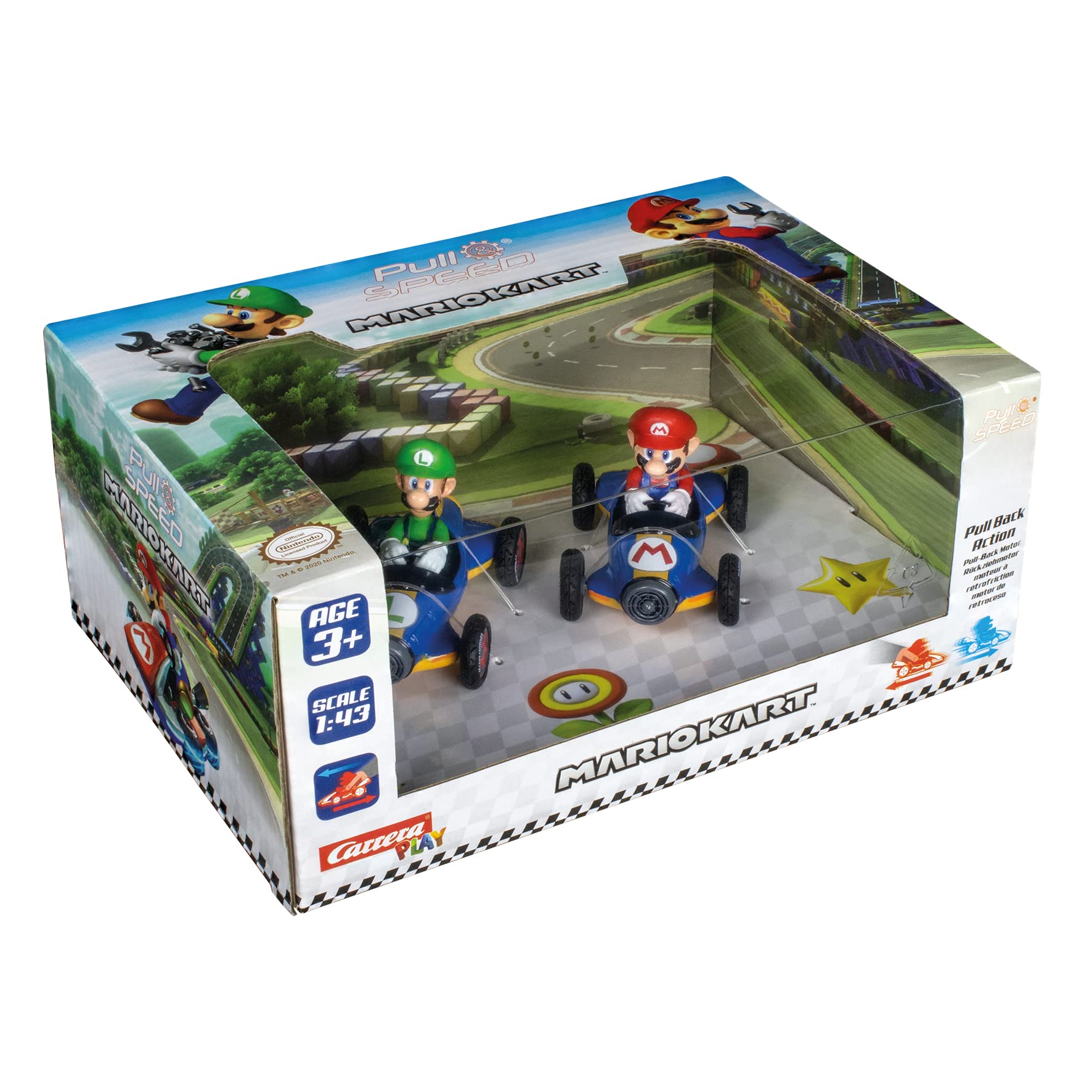 Foto 4 | Coche De Juguete Carrera Pull & Speed Mach 8 Mario/mach 8 Luigi Kids 3+ - Venta Internacional.