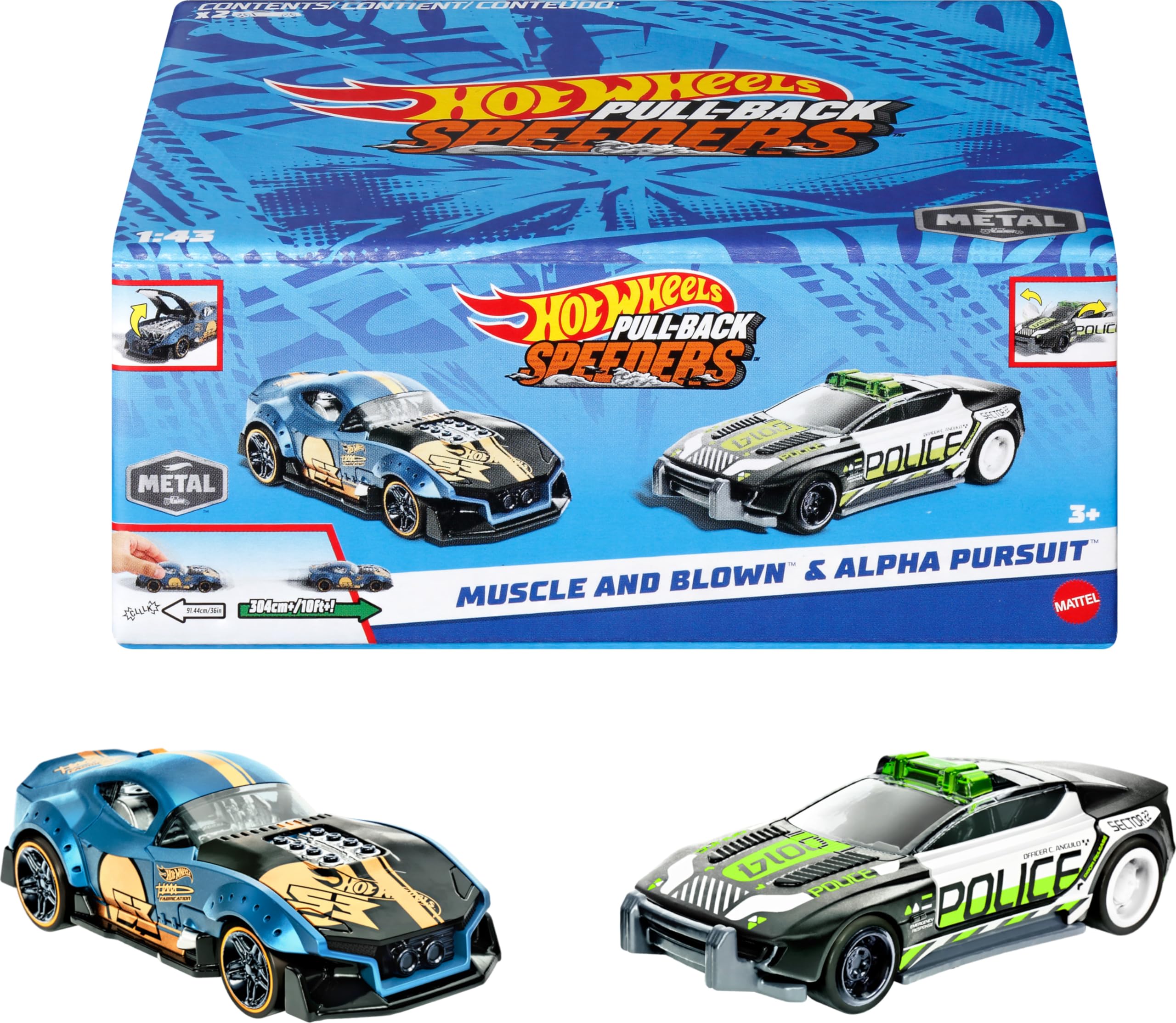 Toy Cars Hot Wheels, Paquete De 2 Unidades, Escala 1:43 Con Motor Retráctil - Venta Internacional.