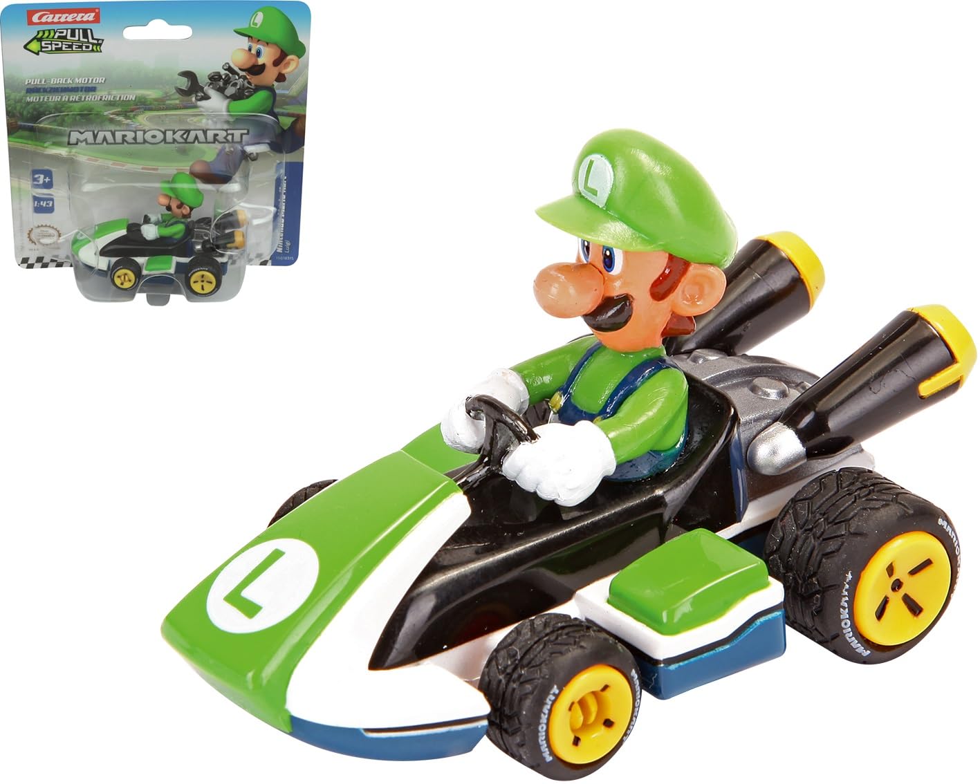 Foto 2 pulgar | Coche de Juguete Carrera Pull & Speed Mario Kart Luigi Kids a Partir de 3 Años - Venta Internacional