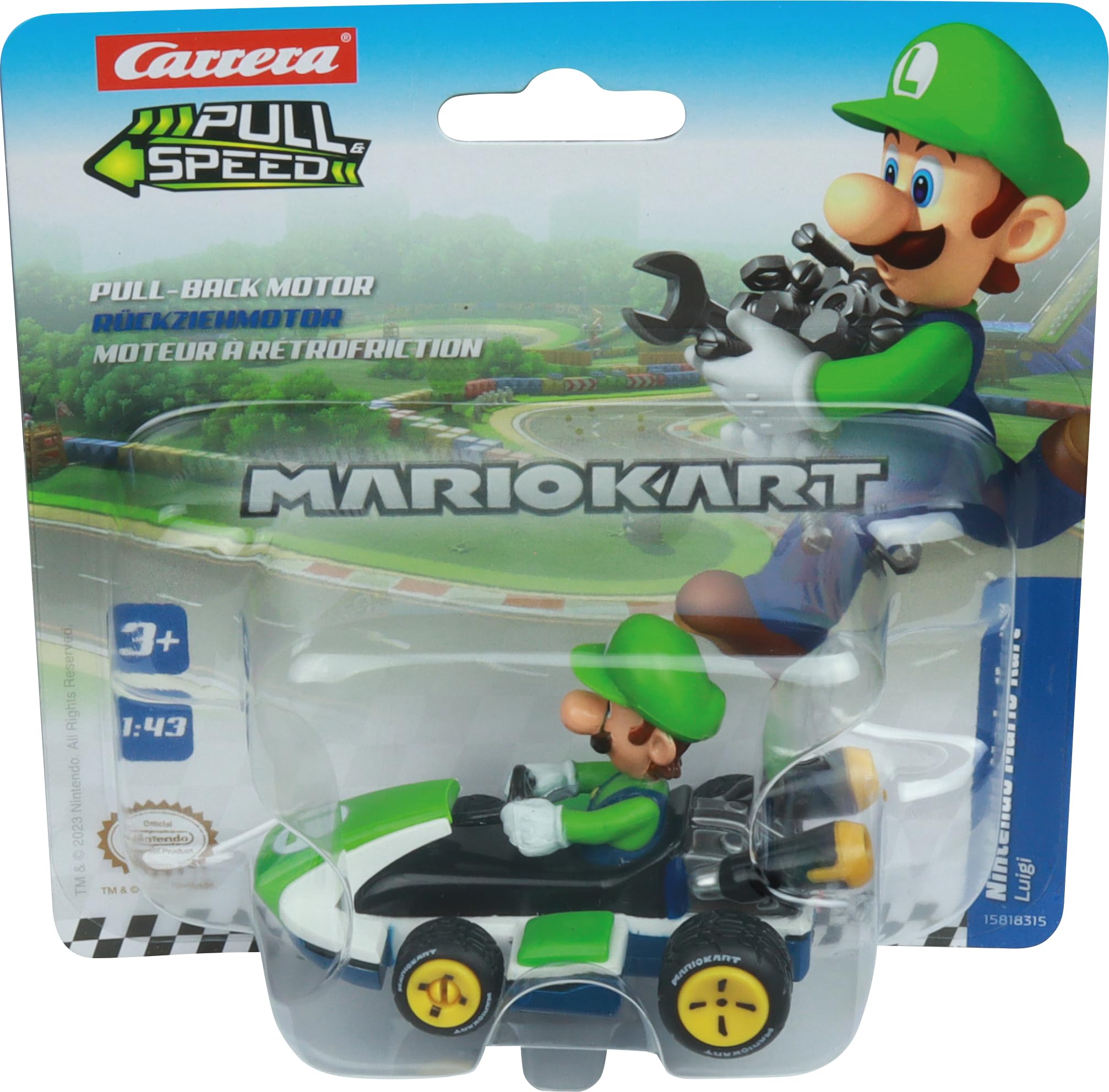 Foto 4 pulgar | Coche de Juguete Carrera Pull & Speed Mario Kart Luigi Kids a Partir de 3 Años - Venta Internacional