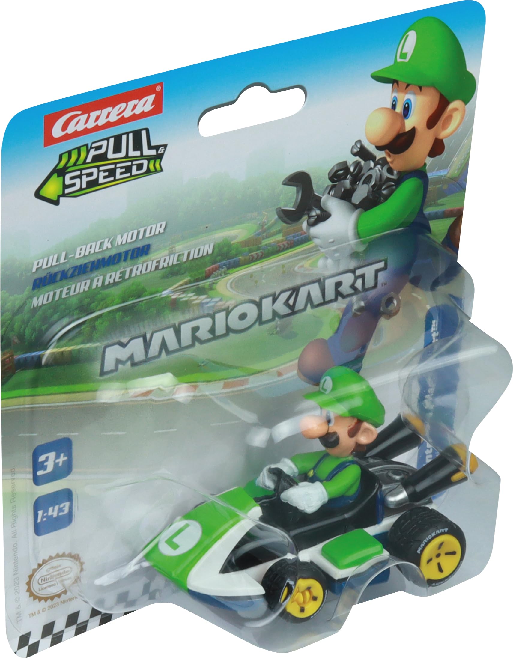 Foto 5 pulgar | Coche de Juguete Carrera Pull & Speed Mario Kart Luigi Kids a Partir de 3 Años - Venta Internacional