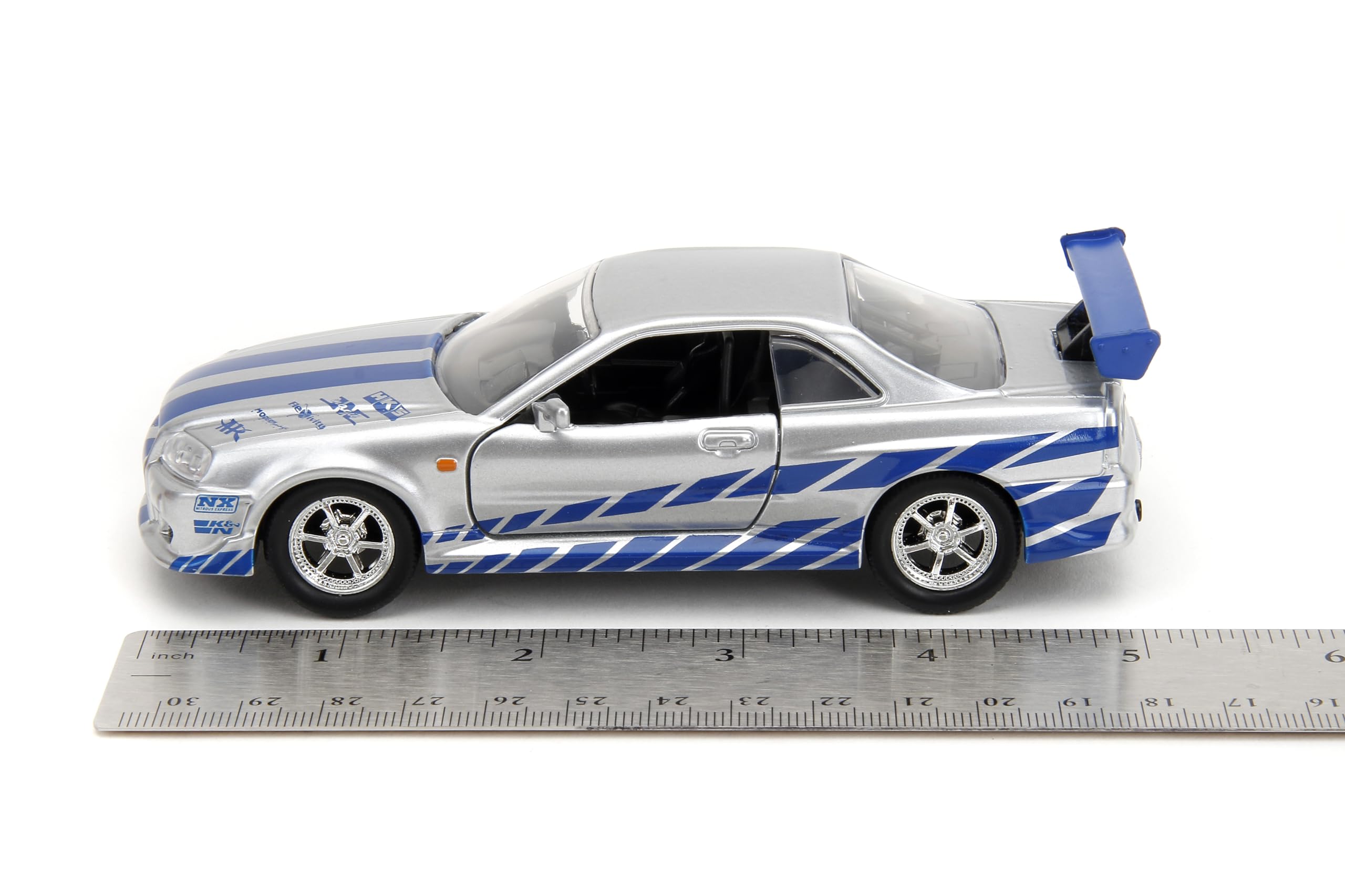 Foto 4 | Coche Fundido A Presión Jada Toys Fast & Furious 1:32 Brian's Nissan Skyline Gt-r R34 Plateado/azul - Venta Internaci