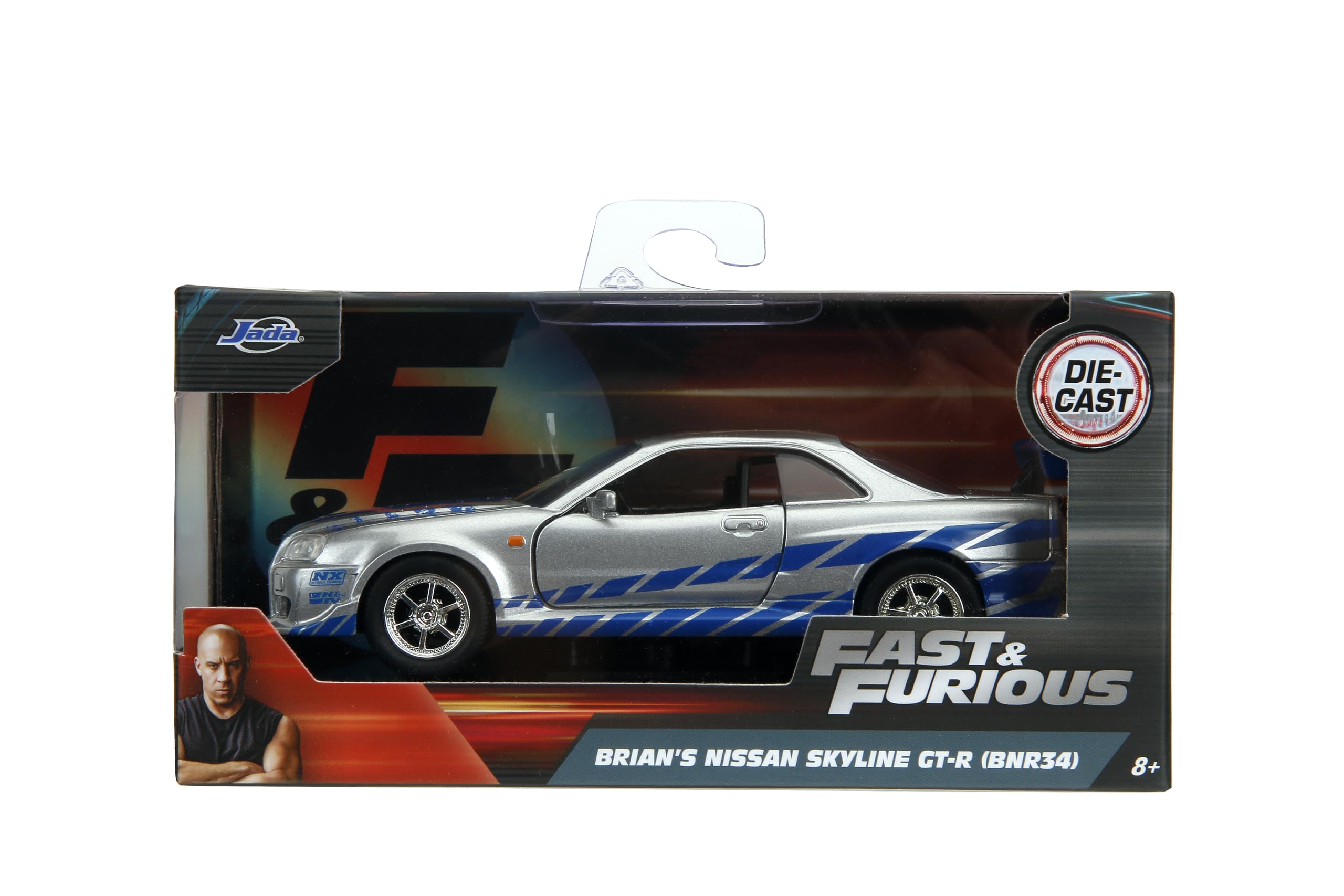 Foto 5 | Coche Fundido A Presión Jada Toys Fast & Furious 1:32 Brian's Nissan Skyline Gt-r R34 Plateado/azul - Venta Internaci