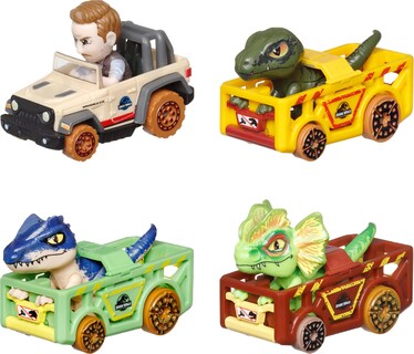 Foto 4 | Toy Cars Hot Wheels Racerverse, Paquete De 4 Unidades, Jurassic World - Venta Internacional.
