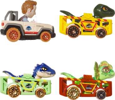 Foto 5 | Toy Cars Hot Wheels Racerverse, Paquete De 4 Unidades, Jurassic World - Venta Internacional.