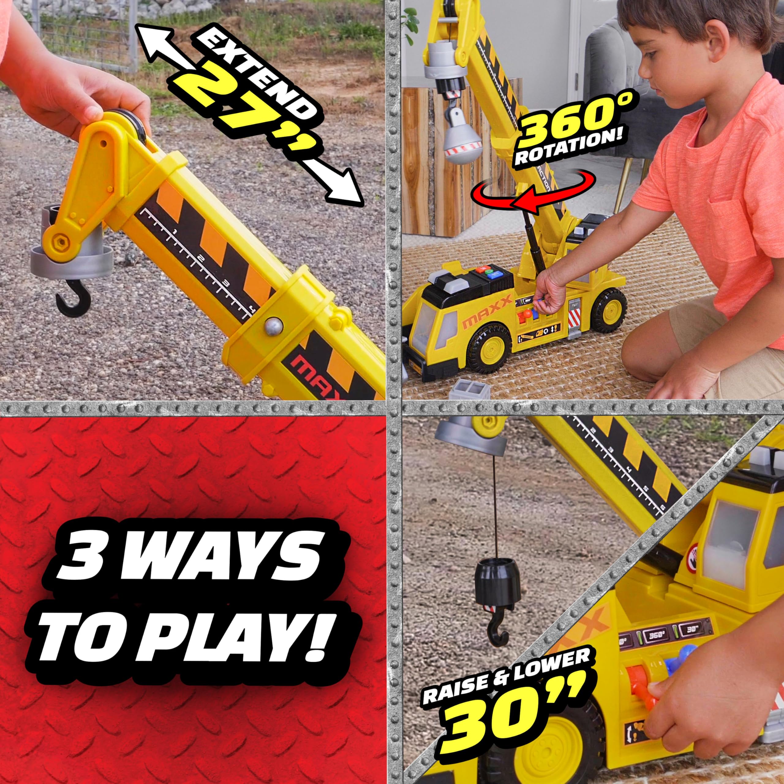 Foto 6 pulgar | Vehículo De Construcción Sunny Days Maxx Action Crane Truck 27'' - Venta Internacional.