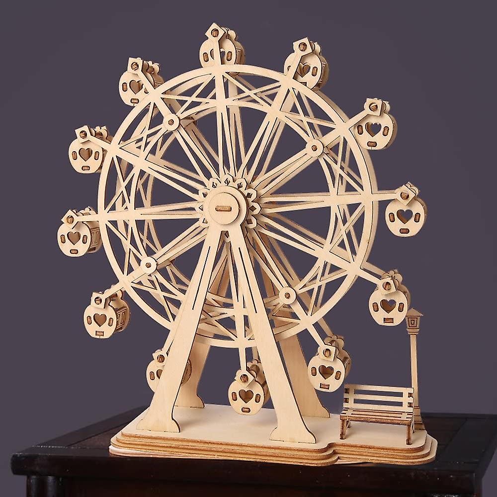 Foto 3 | Kit De Construcción De Noria De Juguete 3d De Madera, 120 Piezas - Venta Internacional.
