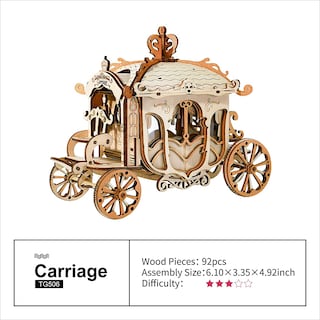 Foto 2 | Kit De Rompecabezas Y Manualidades Con Carruaje De Madera Huoguo Diy, 92 Piezas, Para Mayores De 14 - Venta Internac