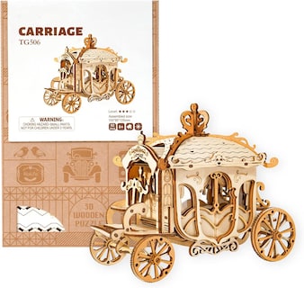 Foto 3 | Kit De Rompecabezas Y Manualidades Con Carruaje De Madera Huoguo Diy, 92 Piezas, Para Mayores De 14 - Venta Internac