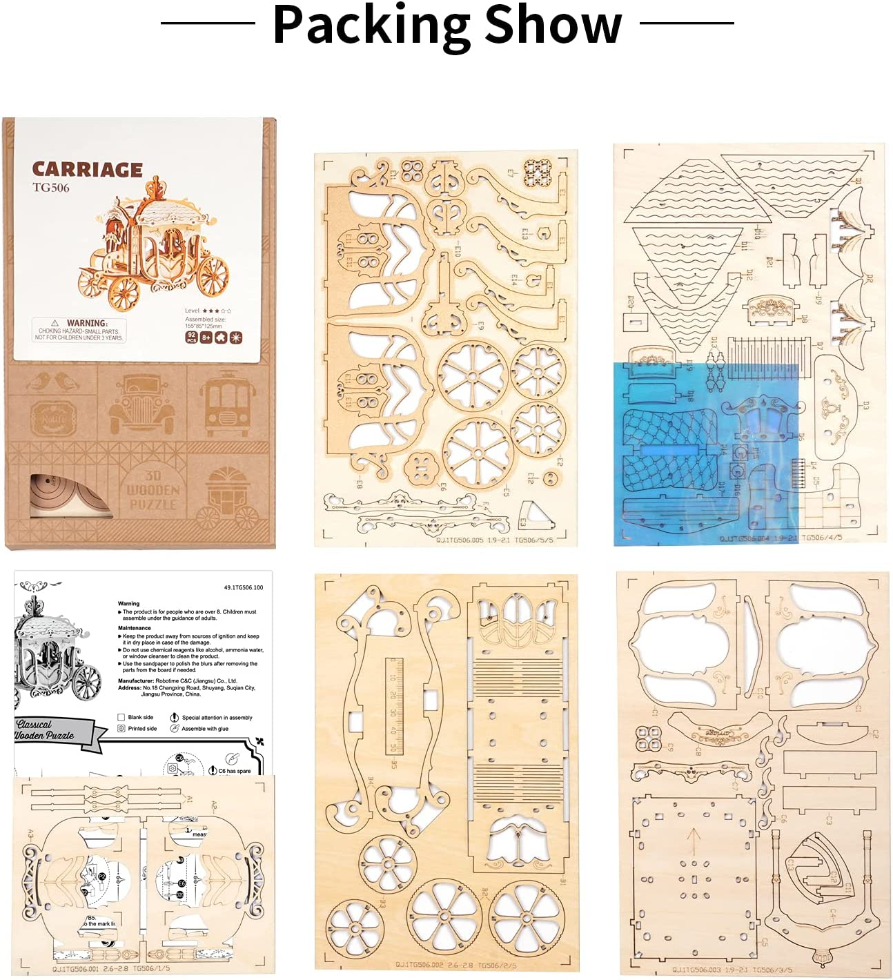 Foto 5 pulgar | Kit De Rompecabezas Y Manualidades Con Carruaje De Madera Huoguo Diy, 92 Piezas, Para Mayores De 14  - Venta Internac
