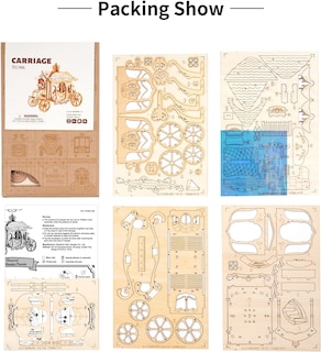 Foto 4 | Kit De Rompecabezas Y Manualidades Con Carruaje De Madera Huoguo Diy, 92 Piezas, Para Mayores De 14 - Venta Internac