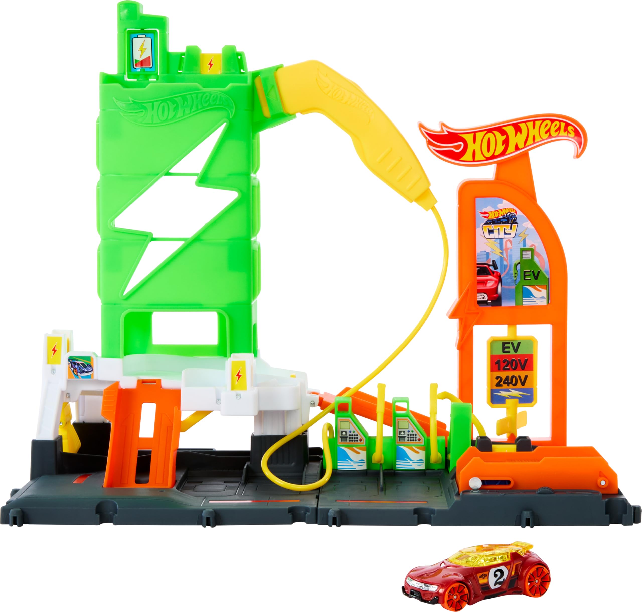 Set De Atletismo Para Coches De Juguete Hot Wheels City Super Recharge Con Cargador Eléctrico - Venta Internacional.