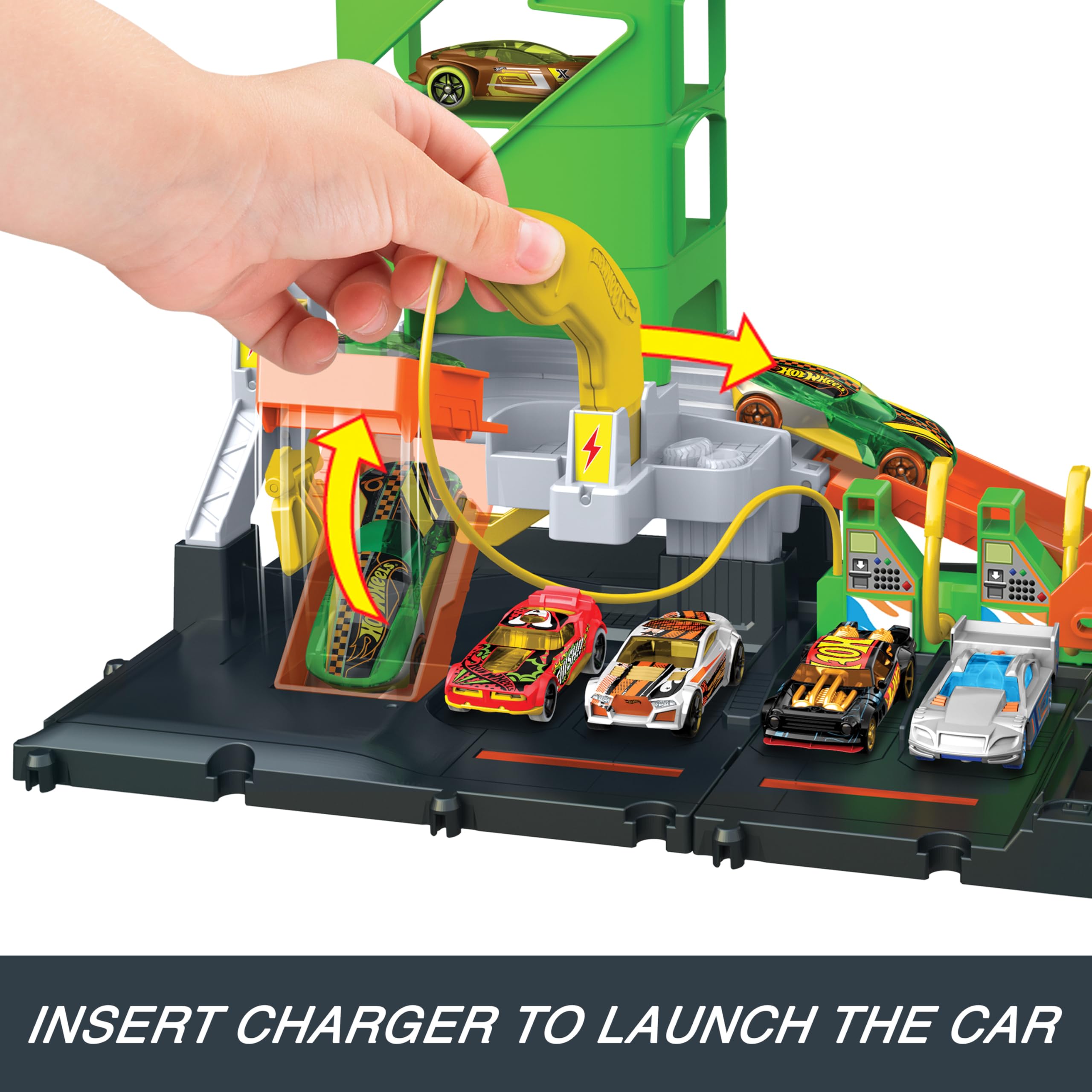 Foto 4 pulgar | Set De Atletismo Para Coches De Juguete Hot Wheels City Super Recharge Con Cargador Eléctrico - Venta Internacional.