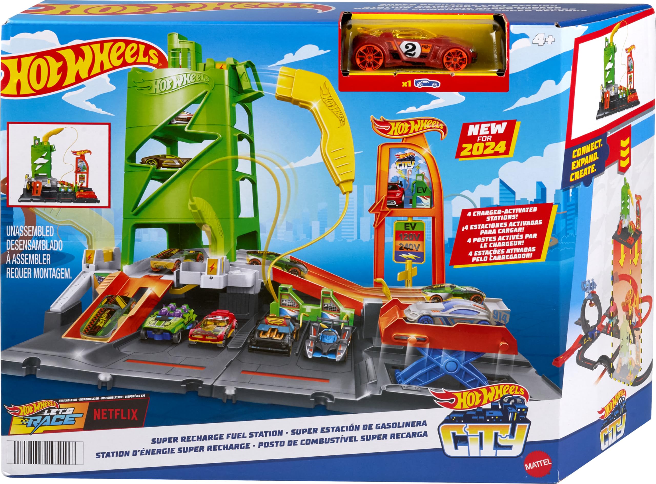 Foto 7 pulgar | Set De Atletismo Para Coches De Juguete Hot Wheels City Super Recharge Con Cargador Eléctrico - Venta Internacional.