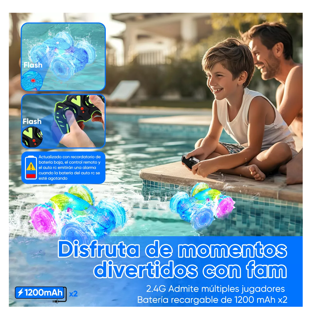 Foto 3 pulgar | Carro  de Control Remoto con Luz LED y Rotación de 360 Azul