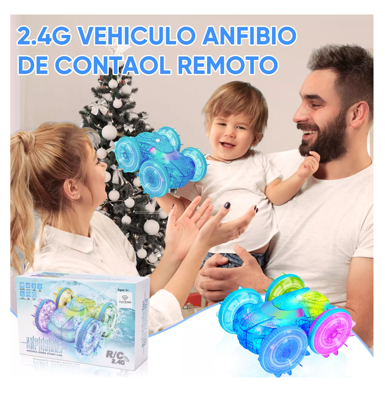 Foto 4 pulgar | Carro  de Control Remoto con Luz LED y Rotación de 360 Azul
