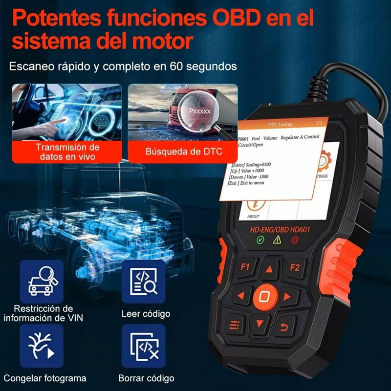 Foto 5 pulgar | Escáner De Diagnóstico Ancel Hd601 Para Camiones Diésel 12v/24v - Venta Internacional.