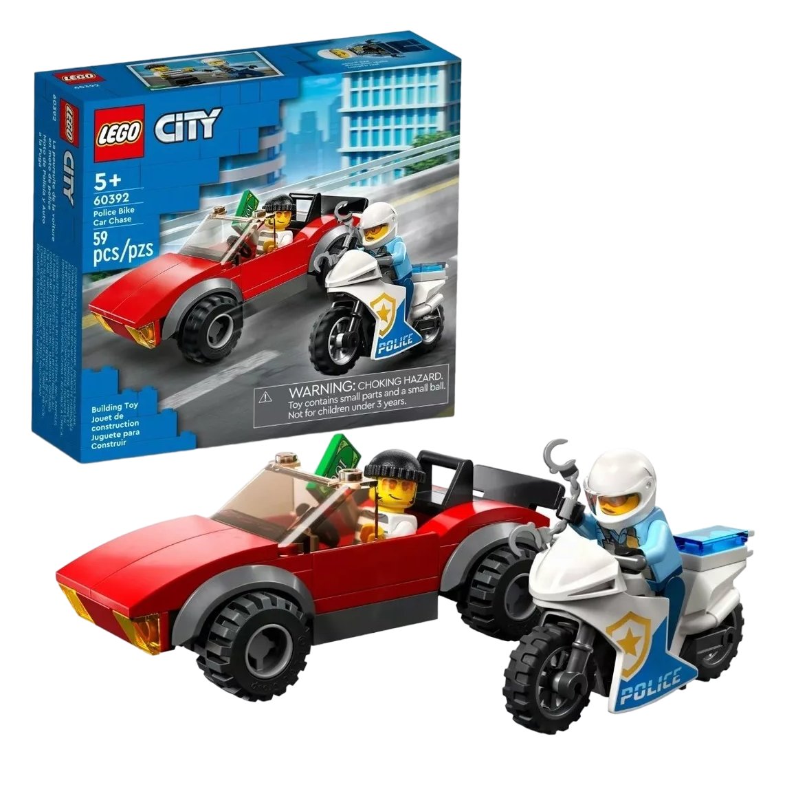 Moto de Policía Y Coche A la Fuga LEGO 59 Piezas