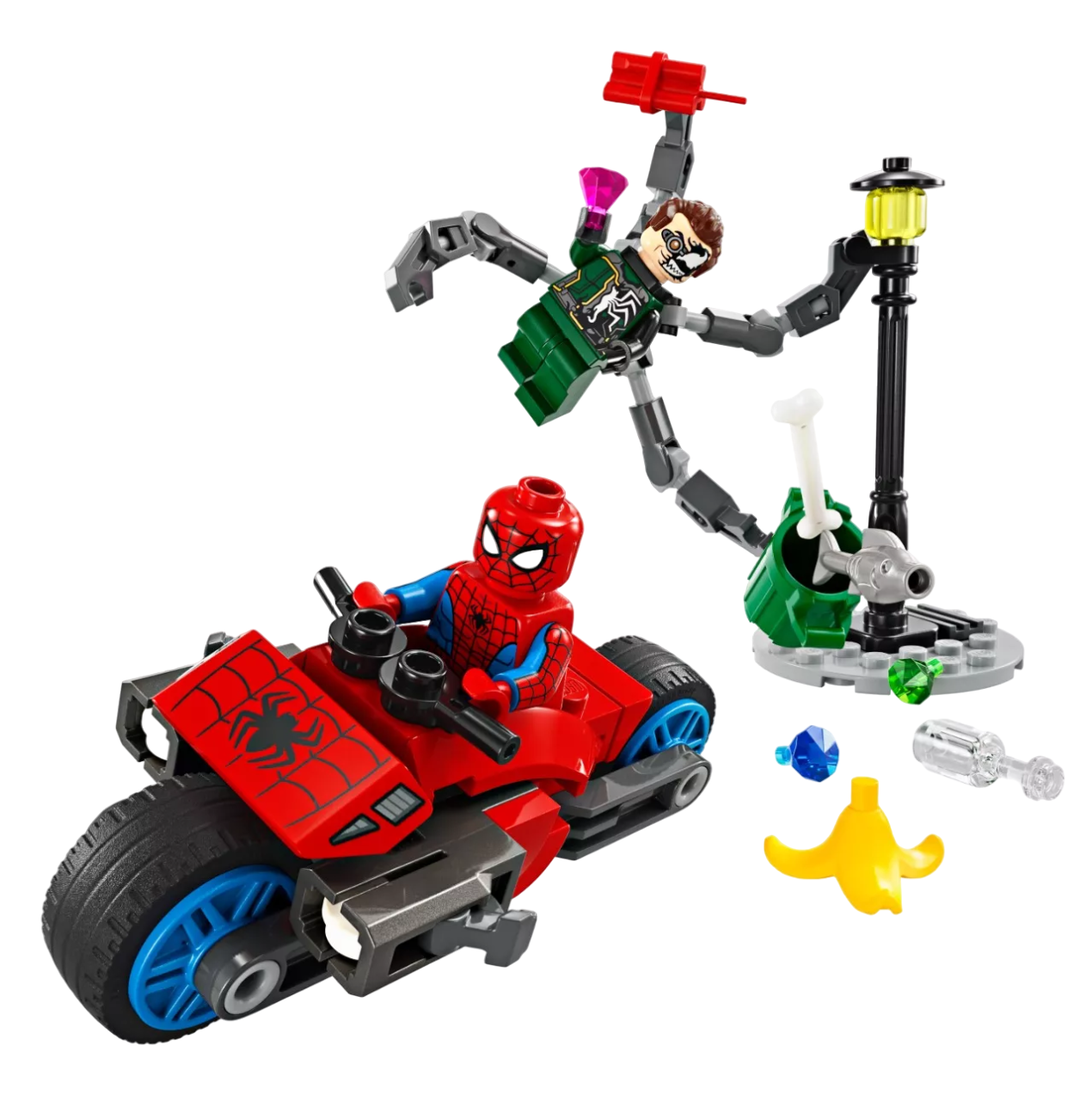 Foto 2 pulgar | LEGO Superhéroes Persecución en Moto Spider-Man Vs. Doc Ock