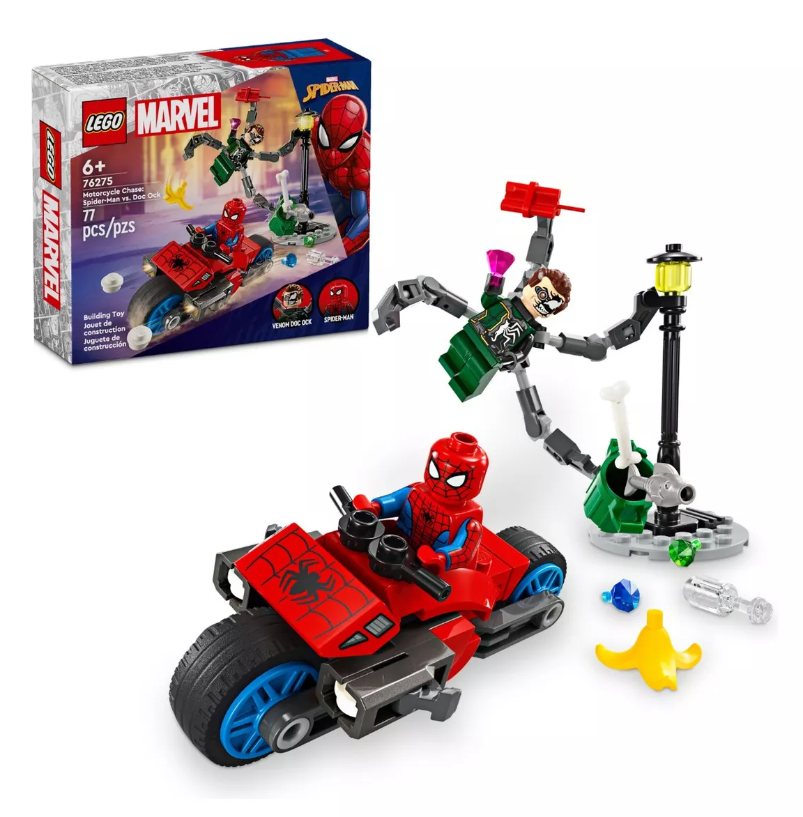 Foto 2 | LEGO Superhéroes Persecución en Moto Spider-Man Vs. Doc Ock