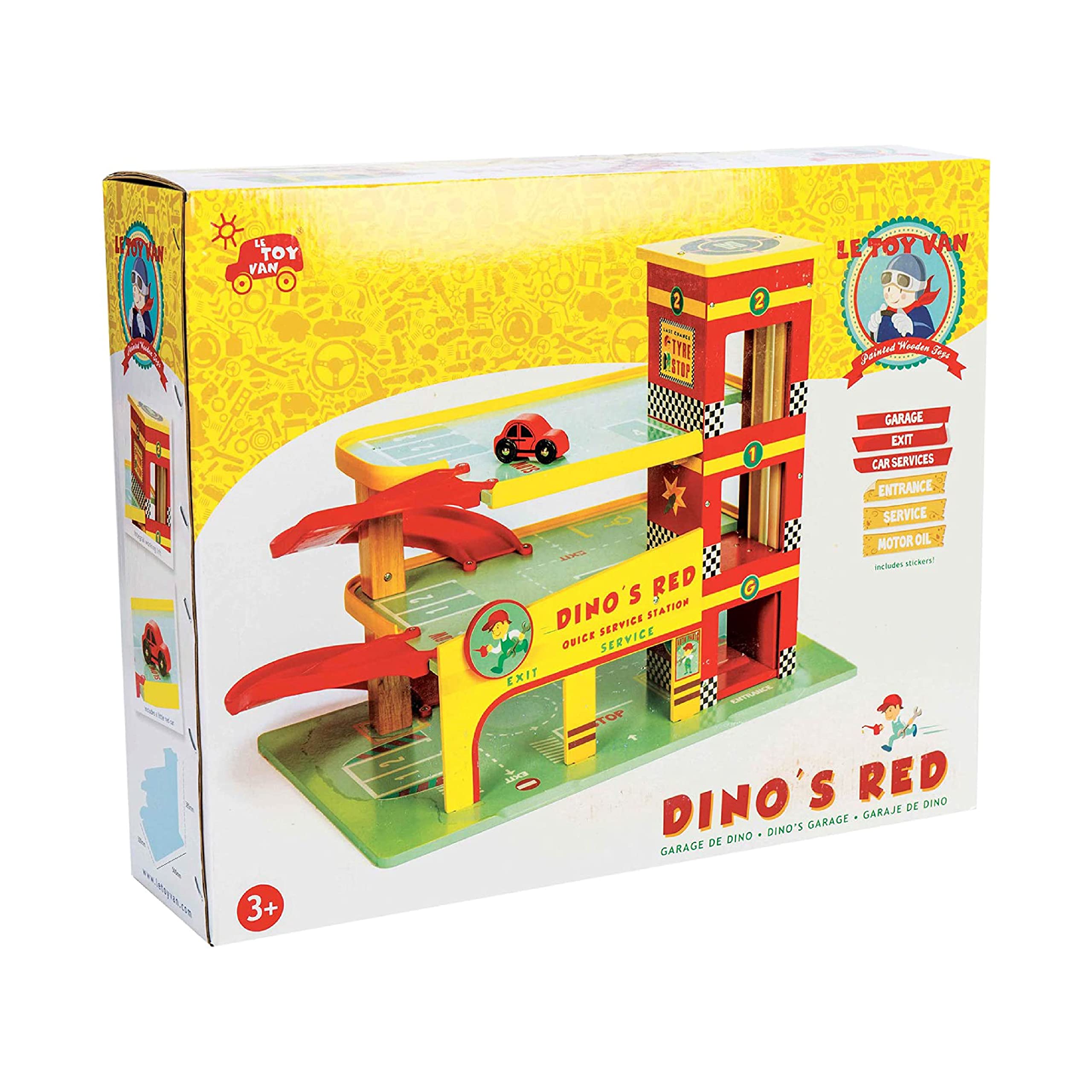 Foto 4 pulgar | Playset Le Toy Van Dino's Garage Con Coche Rojo Para Niños Tv450 - Venta Internacional.