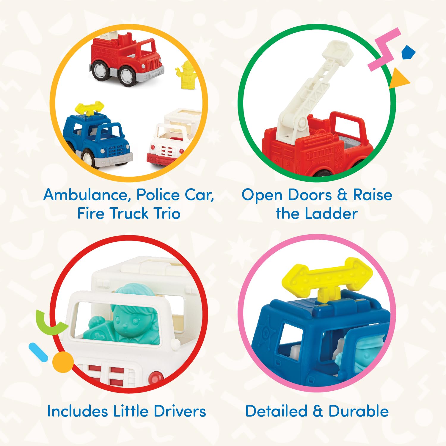 Foto 3 | Vehículos De Emergencia De Juguete Battat Wonder Wheels Para Niños De 1 Año O Más - Venta Internacional.