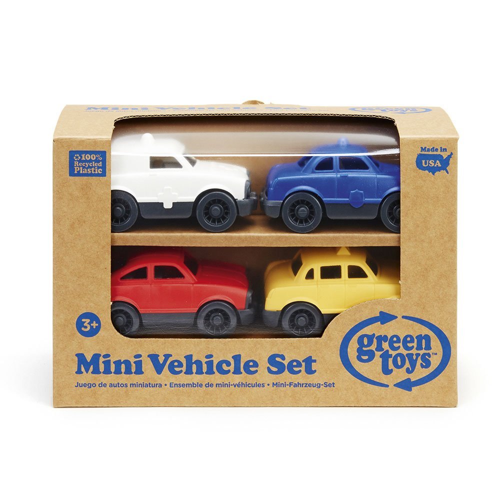 Minivehículo Toy Green Toys, Paquete De 4 Unidades, 100% Plástico Reciclado - Venta Internacional.