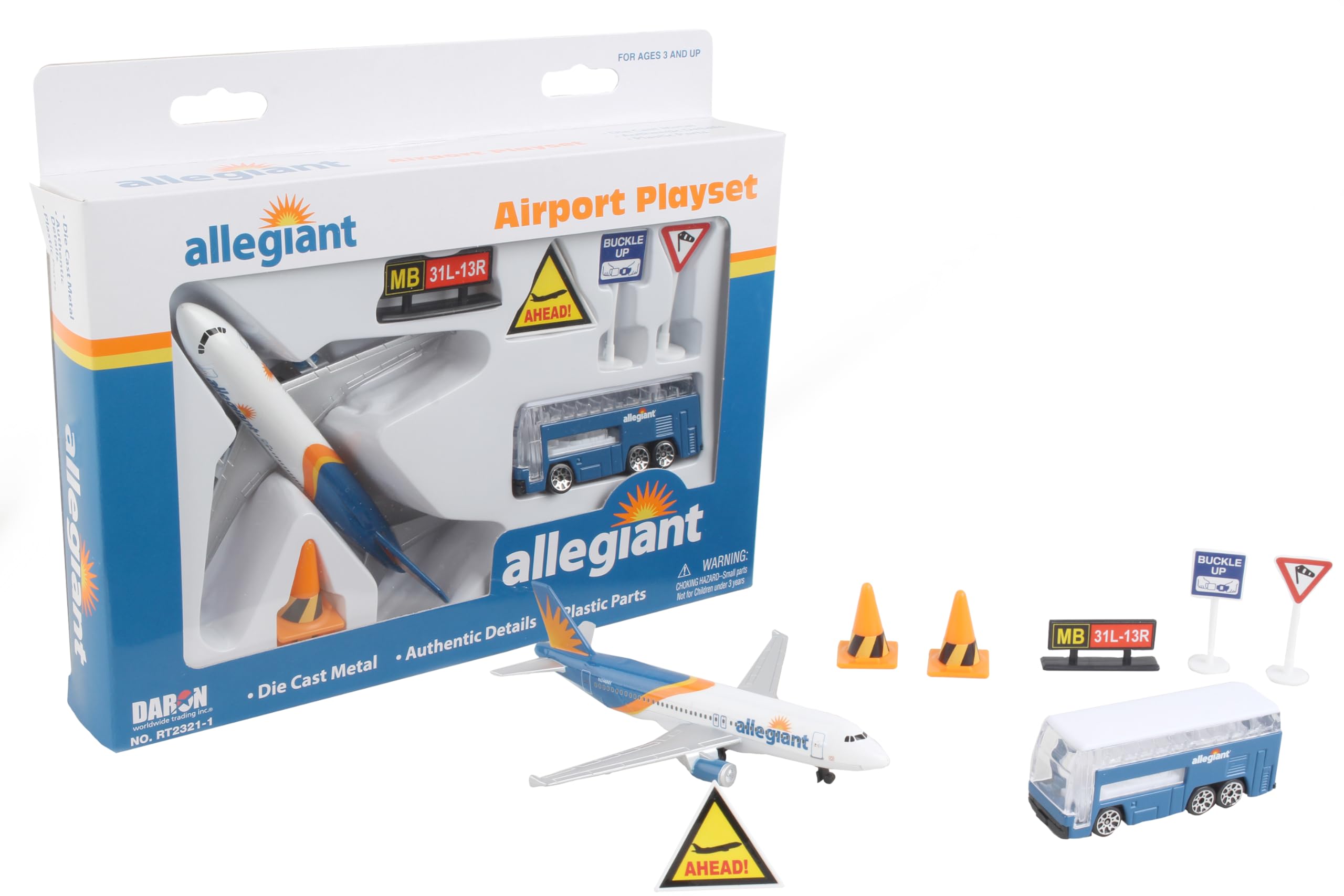 Set De Juego Para Aeropuerto Daron Allegiant Air Con Avión Fundido A Presión 3+ - Venta Internacional.