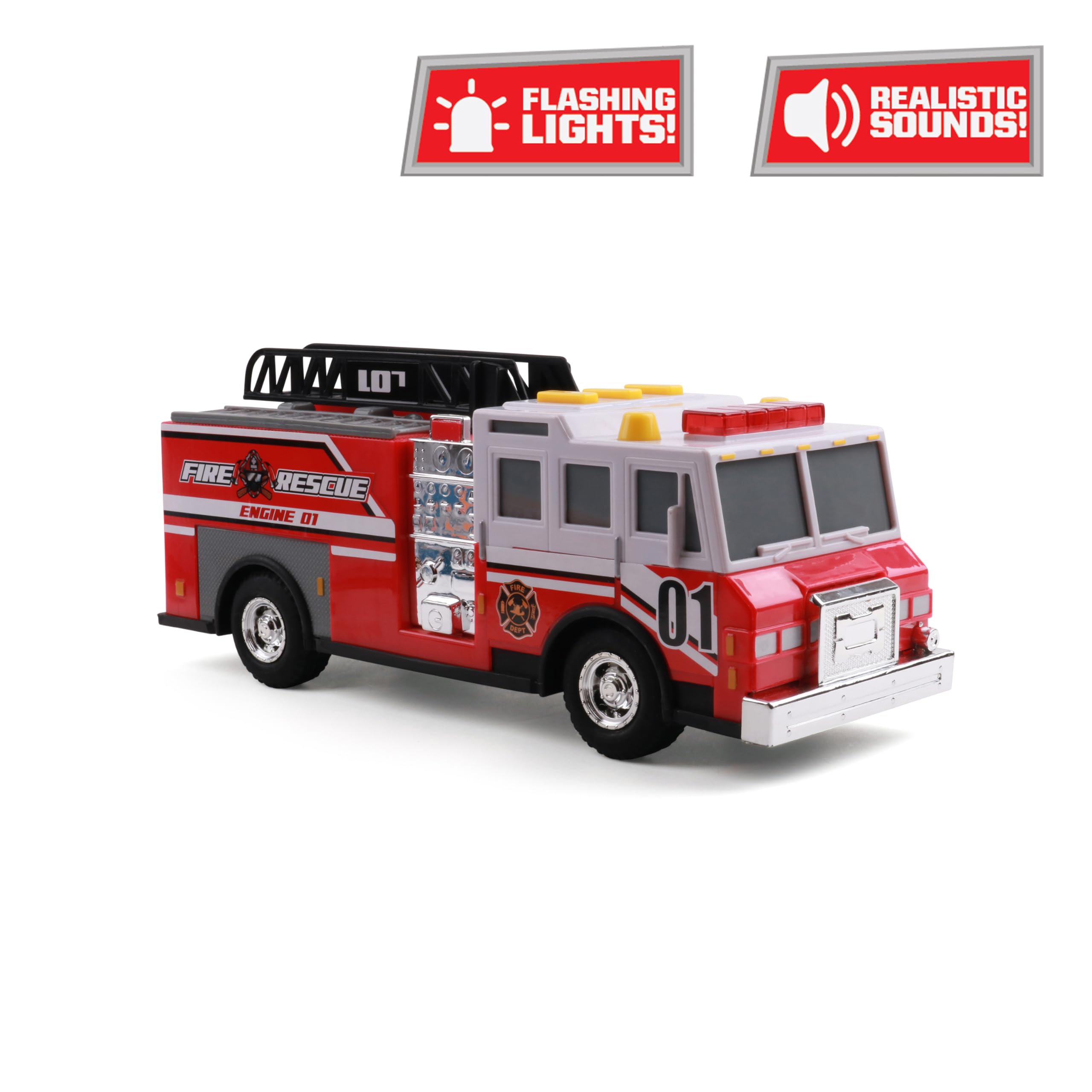 Foto 3 pulgar | Camión De Bomberos De Juguete Mighty Fleet Rescue Force 12 Con Luces Y Sonidos - Venta Internacional.