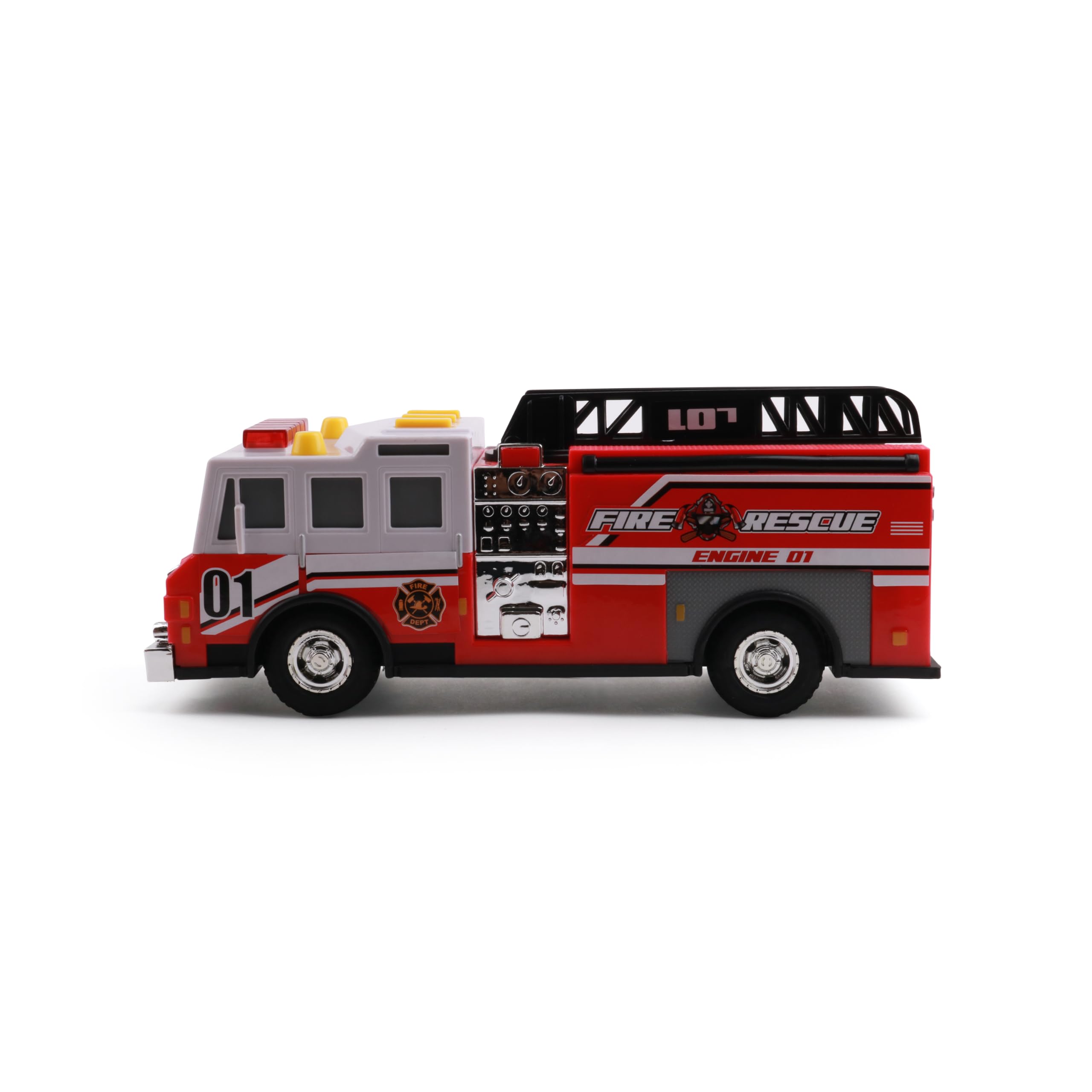 Foto 3 | Camión De Bomberos De Juguete Mighty Fleet Rescue Force 12 Con Luces Y Sonidos - Venta Internacional.