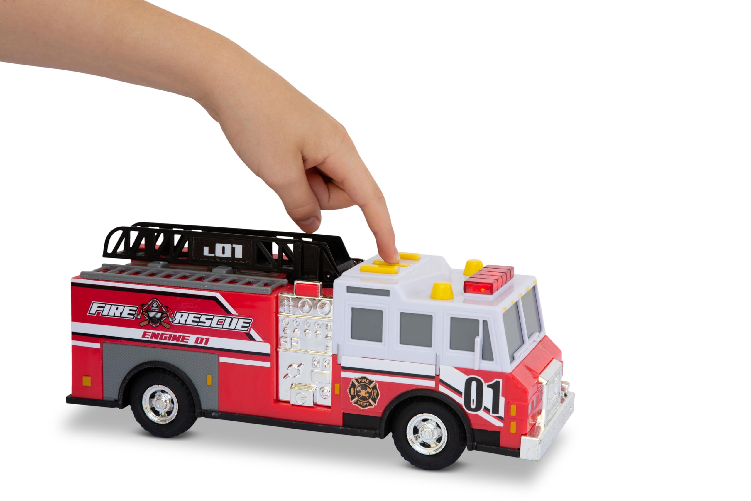 Foto 4 | Camión De Bomberos De Juguete Mighty Fleet Rescue Force 12 Con Luces Y Sonidos - Venta Internacional.