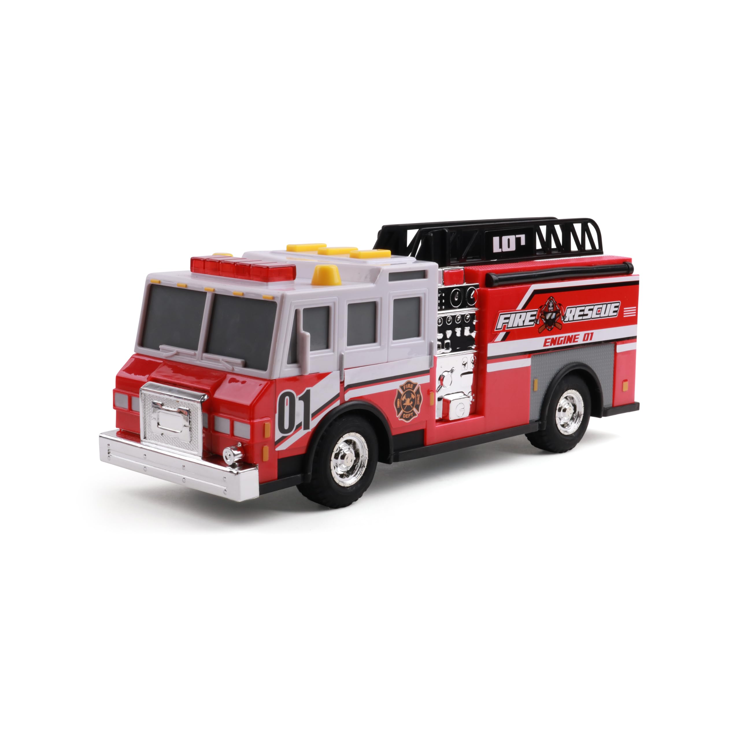 Foto 5 | Camión De Bomberos De Juguete Mighty Fleet Rescue Force 12 Con Luces Y Sonidos - Venta Internacional.