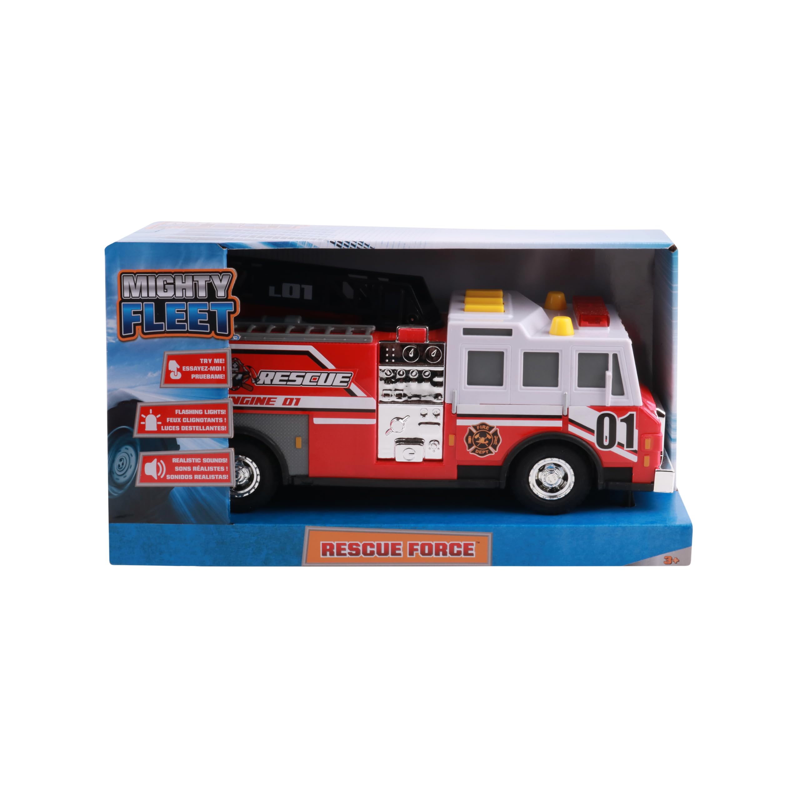 Foto 6 | Camión De Bomberos De Juguete Mighty Fleet Rescue Force 12 Con Luces Y Sonidos - Venta Internacional.